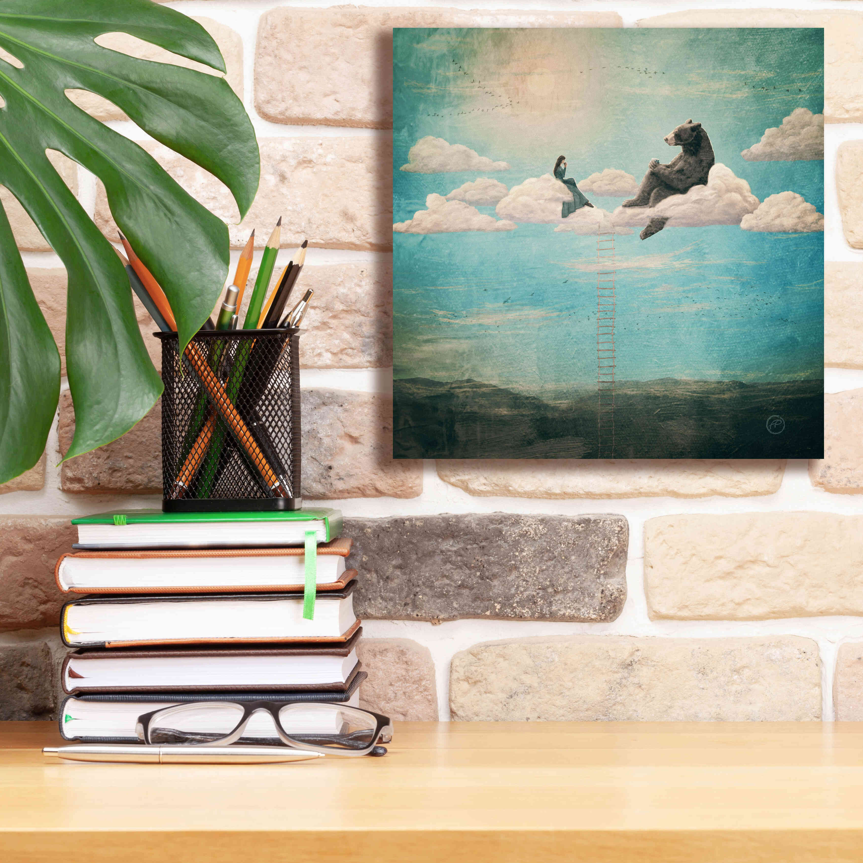 'Tea Time With Ala The Bear' by Paula Belle Flores, Giclee Canvas Wall Art,12 x 12