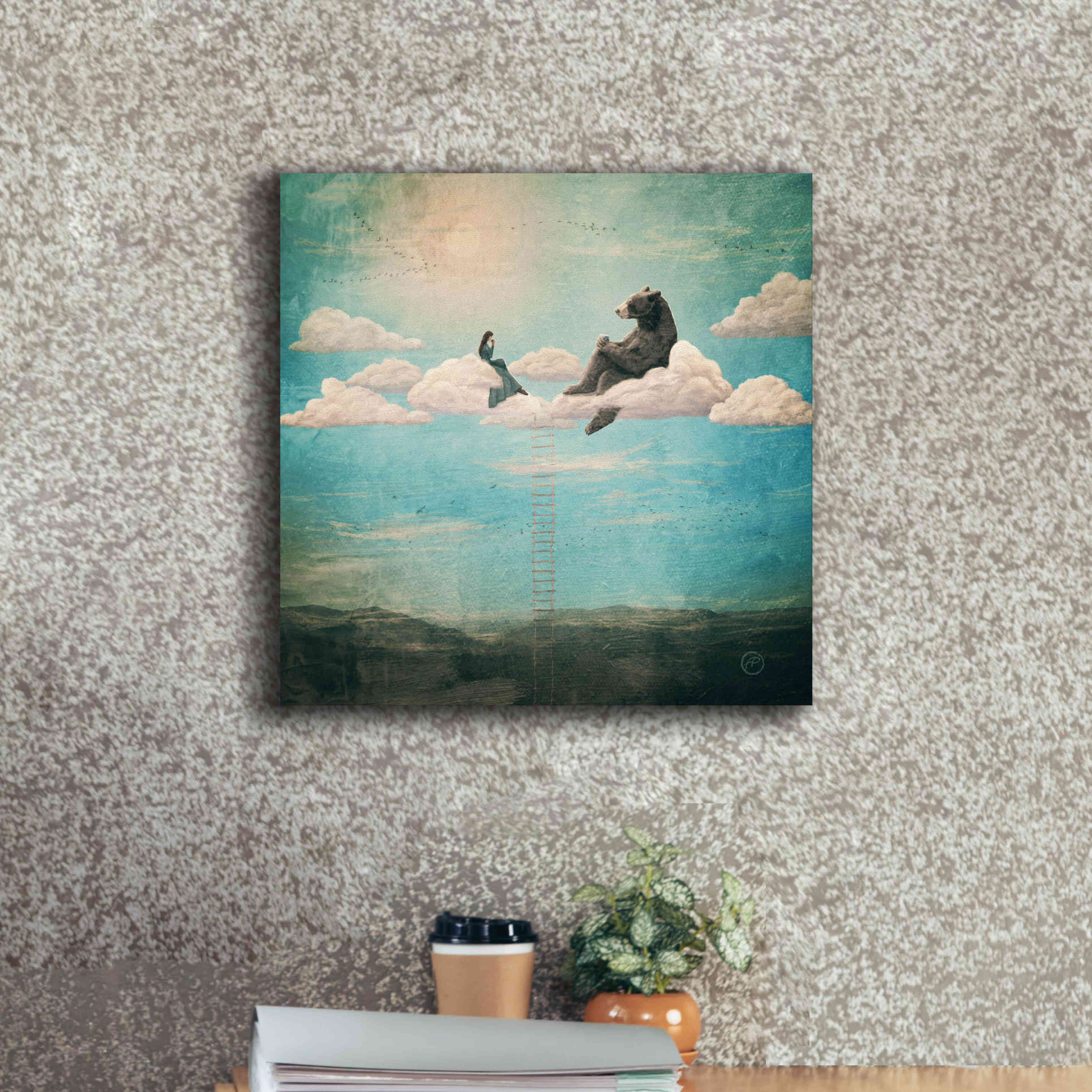 'Tea Time With Ala The Bear' by Paula Belle Flores, Giclee Canvas Wall Art,18 x 18