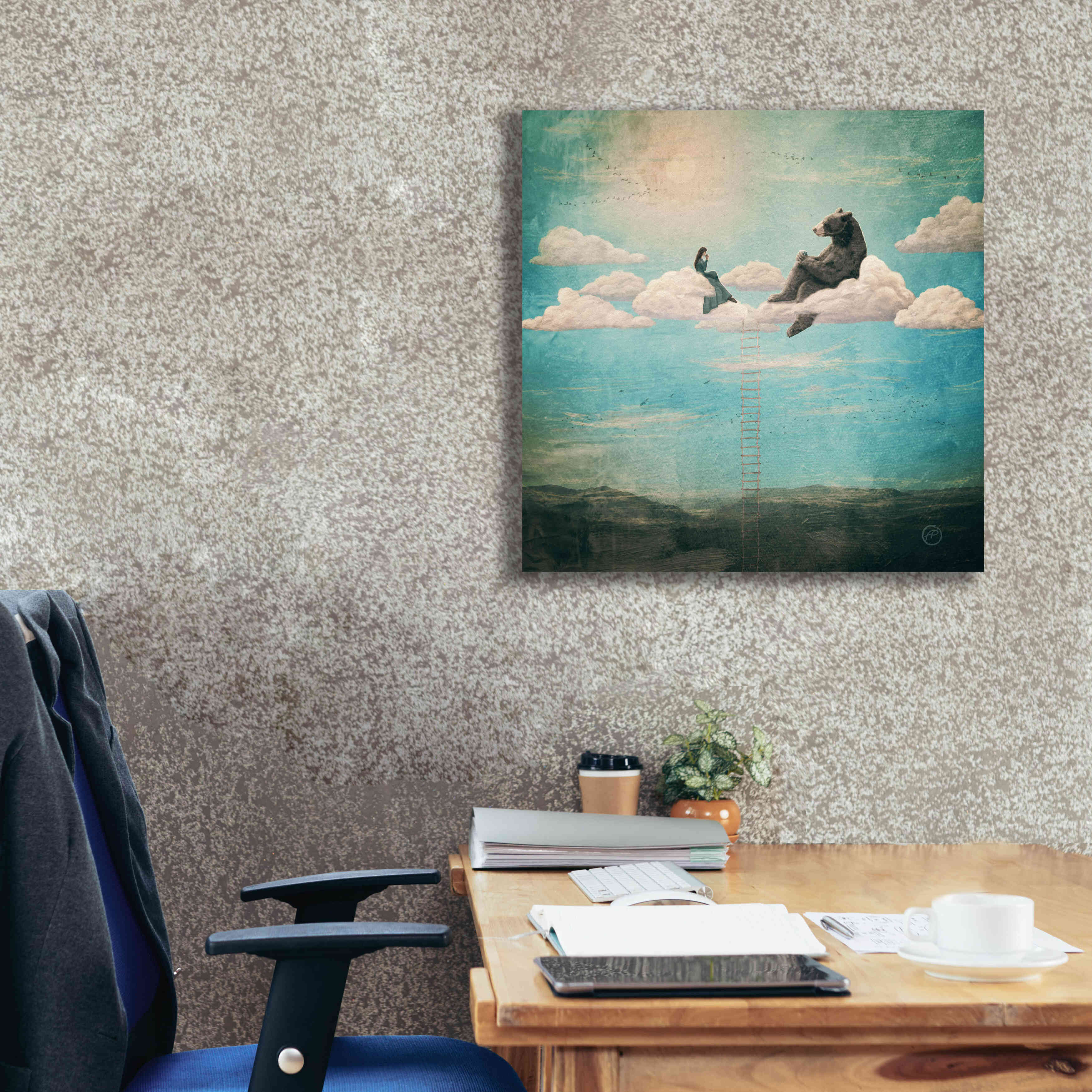 'Tea Time With Ala The Bear' by Paula Belle Flores, Giclee Canvas Wall Art,26 x 26