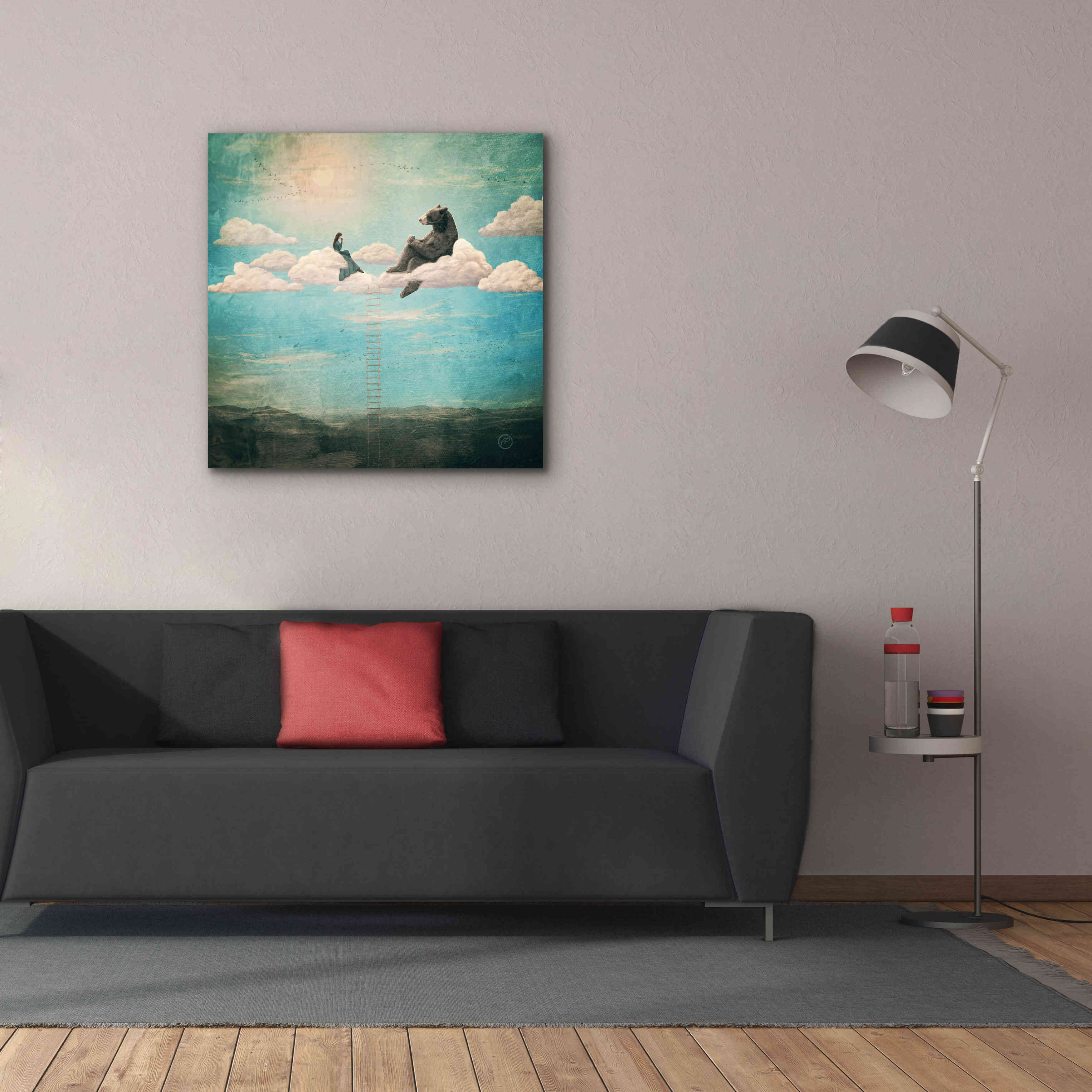 'Tea Time With Ala The Bear' by Paula Belle Flores, Giclee Canvas Wall Art,37 x 37