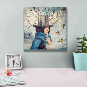 'The Lady With The Bird Feeder Hat' by Paula Belle Flores, Giclee Canvas Wall Art,12 x 12