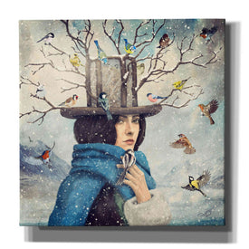 'The Lady With The Bird Feeder Hat' by Paula Belle Flores, Giclee Canvas Wall Art