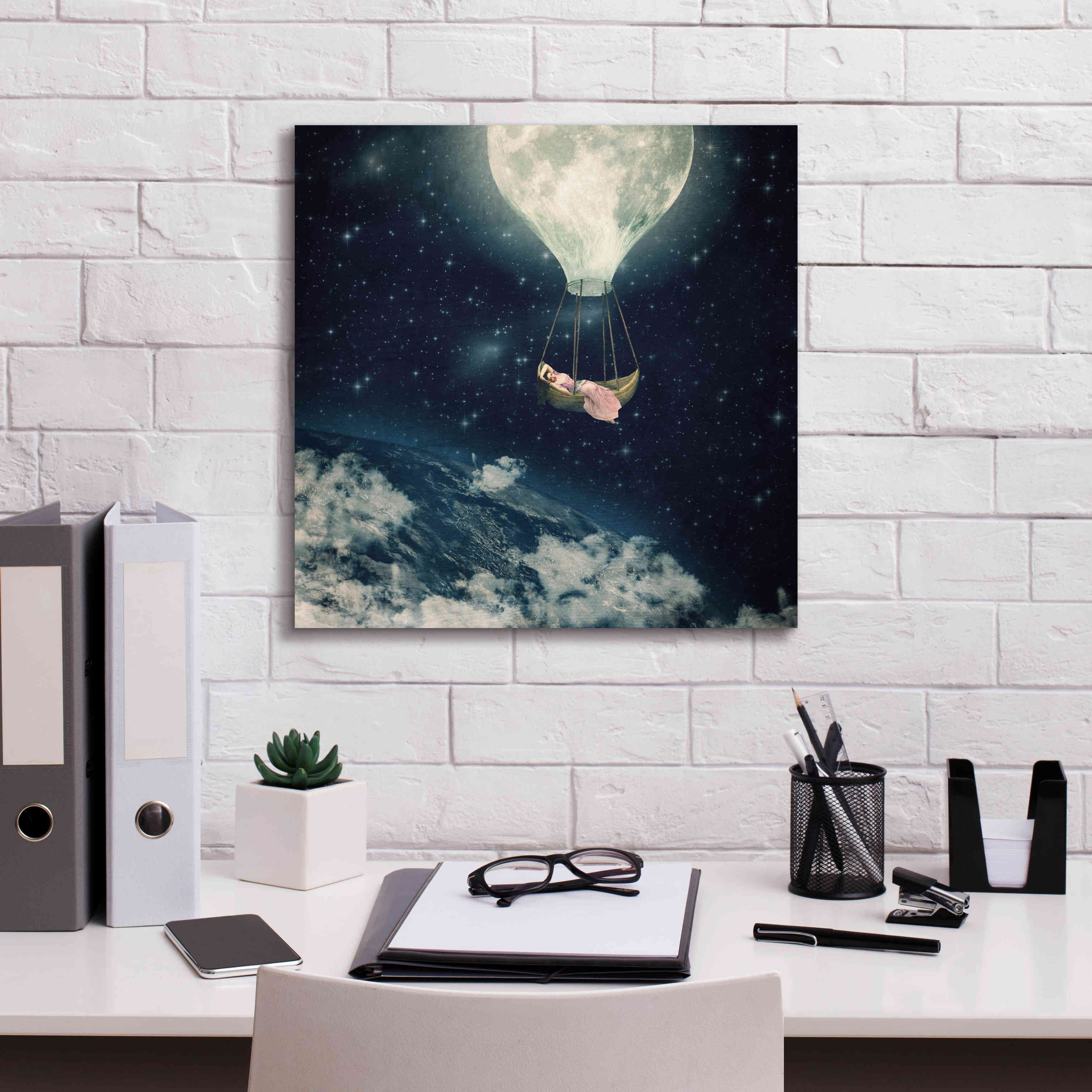 'The Moon Carries Me Away' by Paula Belle Flores, Giclee Canvas Wall Art,18 x 18