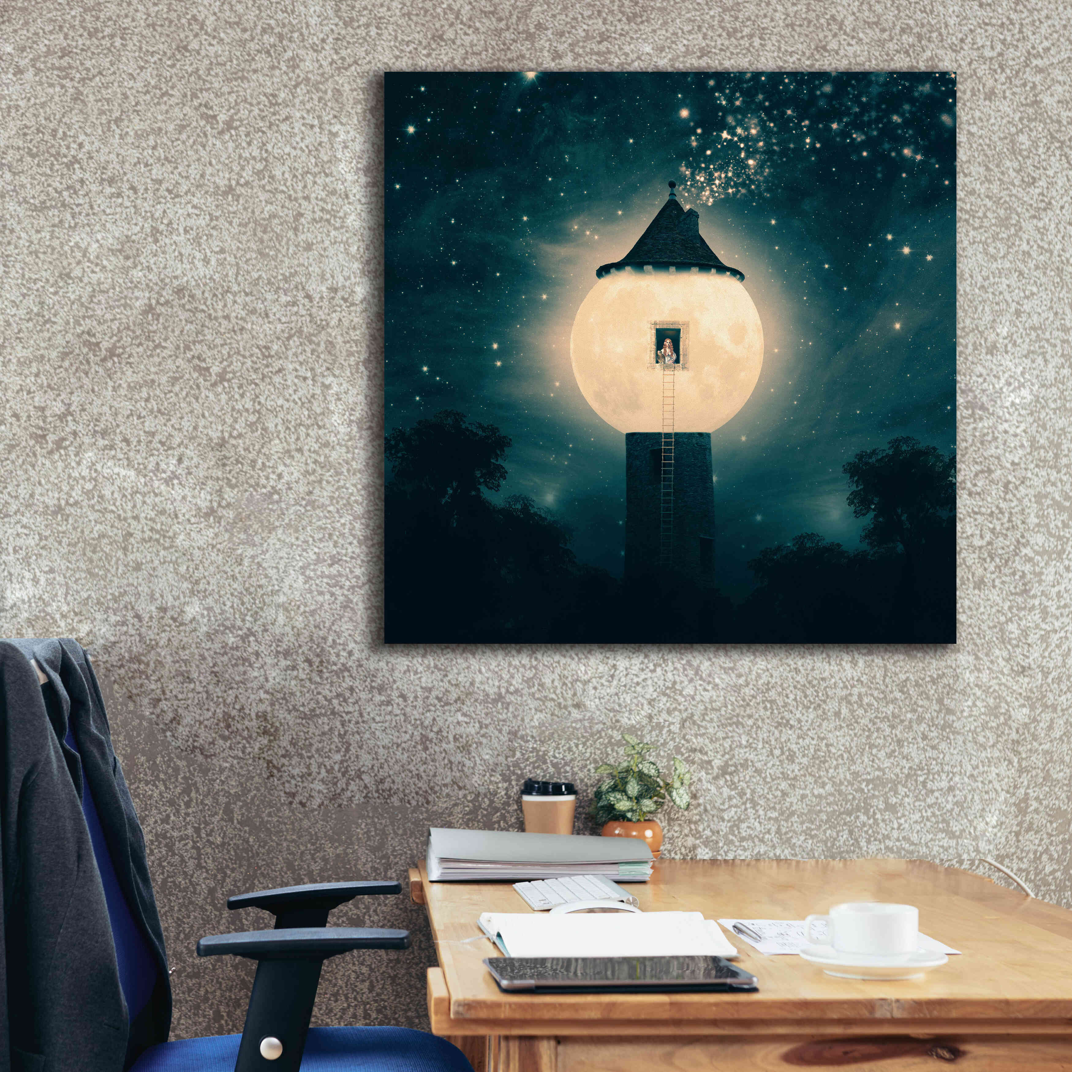 'The Moon Tower' by Paula Belle Flores, Giclee Canvas Wall Art,37 x 37