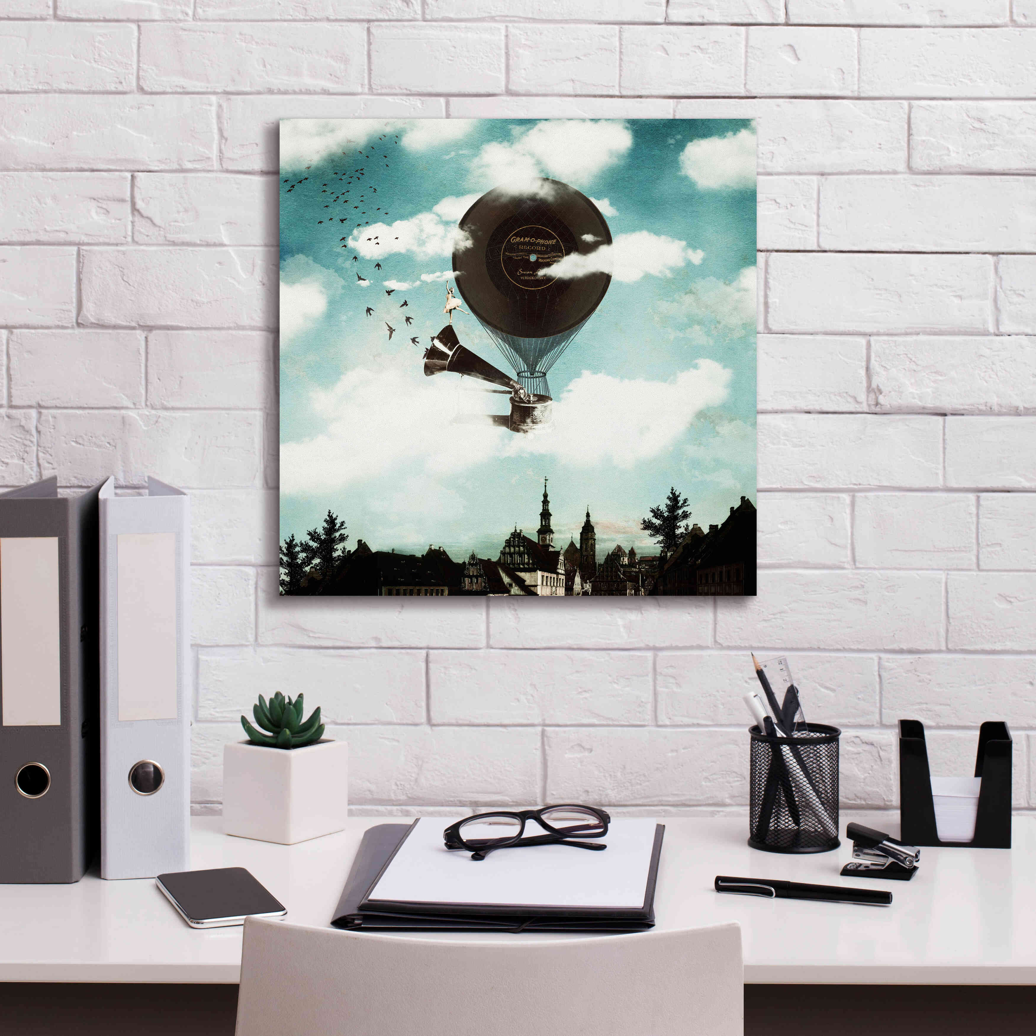 'The Travelling Ballerina' by Paula Belle Flores, Giclee Canvas Wall Art,18 x 18