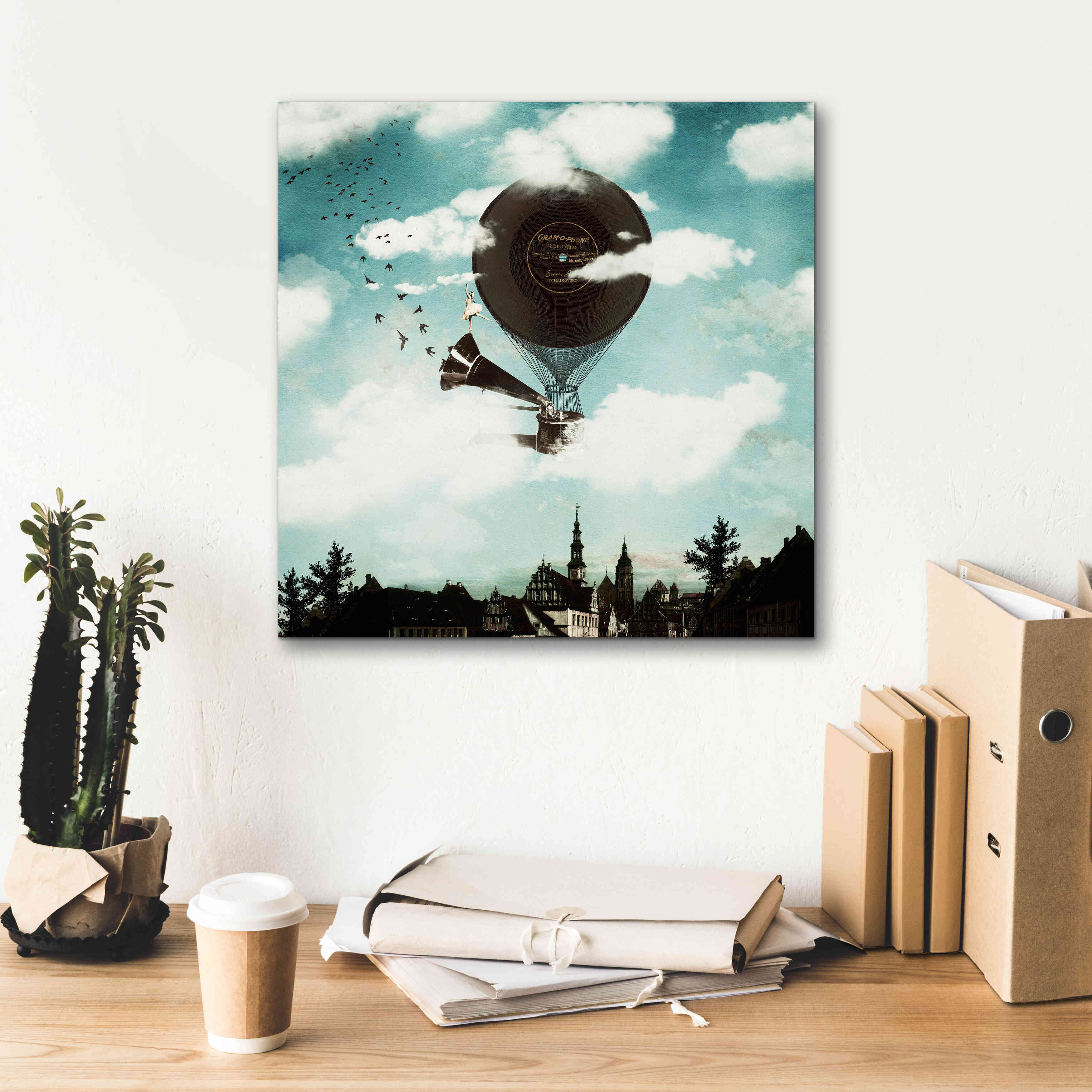 'The Travelling Ballerina' by Paula Belle Flores, Giclee Canvas Wall Art,18 x 18