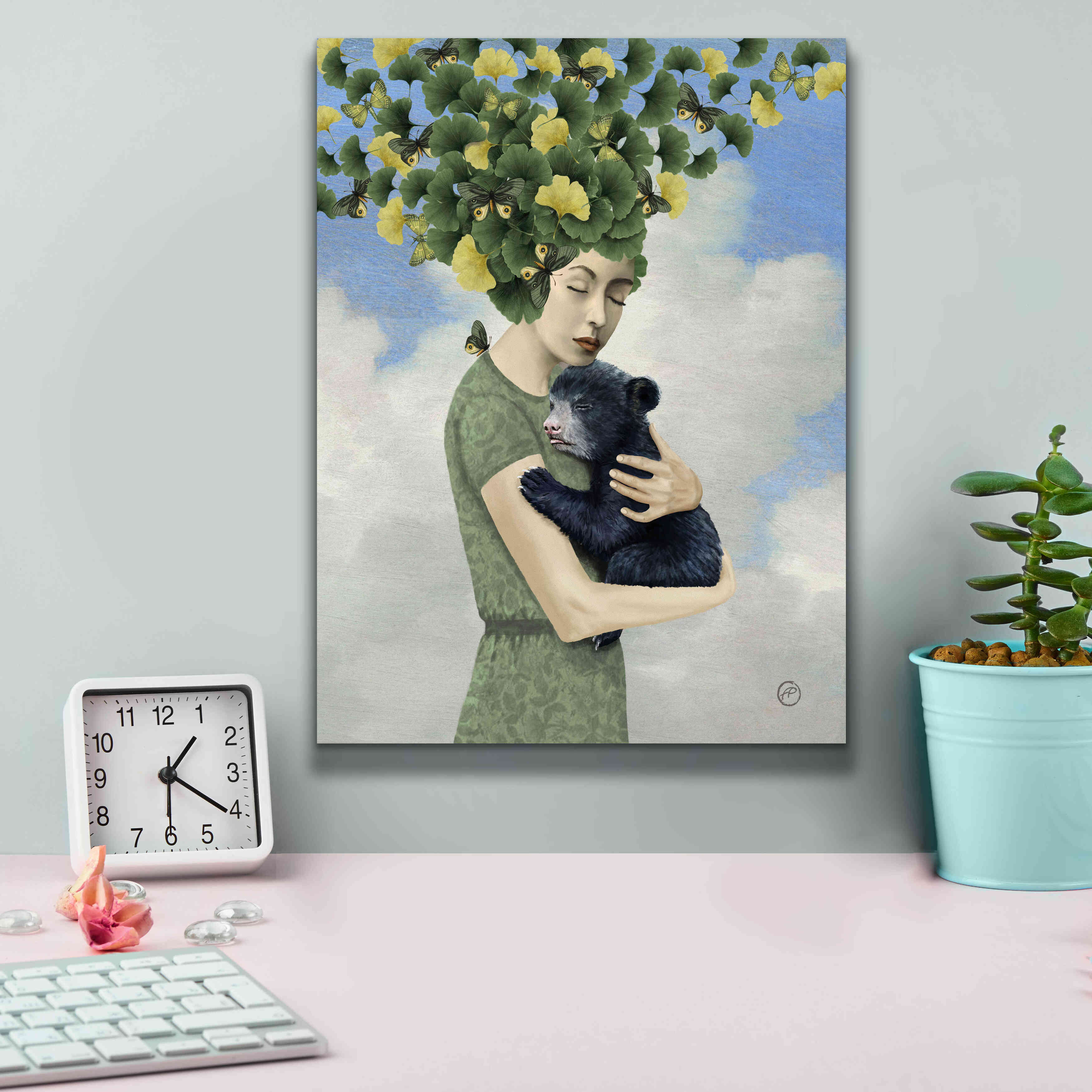 'You Are Safe - Bear' by Paula Belle Flores, Giclee Canvas Wall Art,12 x 16