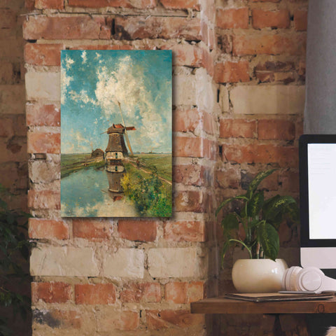 Image of 'A Windmill on a Polder Waterway  c. 1889' by Gabriel, Giclee Canvas Wall Art,12 x 18