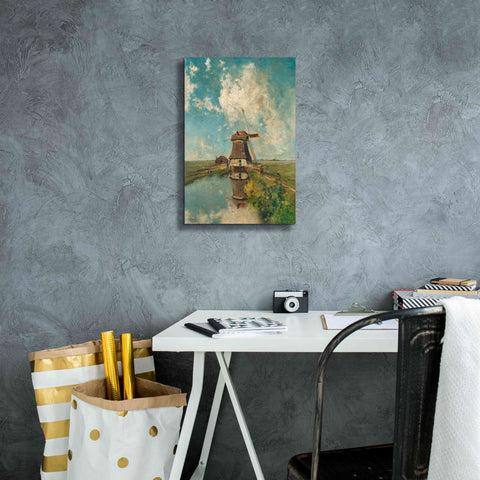 Image of 'A Windmill on a Polder Waterway  c. 1889' by Gabriel, Giclee Canvas Wall Art,12 x 18