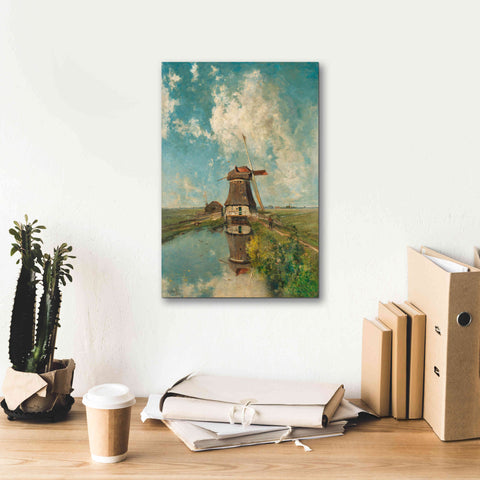 Image of 'A Windmill on a Polder Waterway  c. 1889' by Gabriel, Giclee Canvas Wall Art,12 x 18