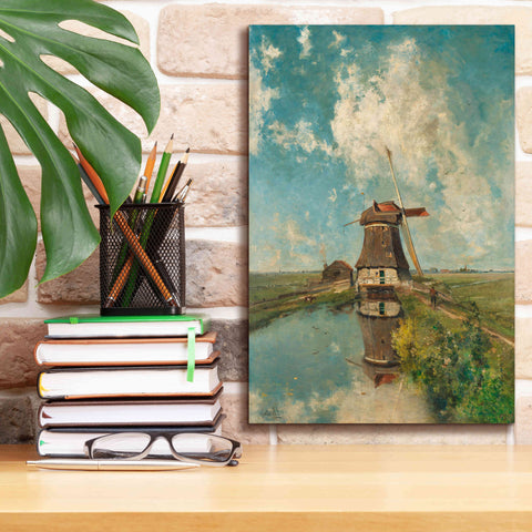 Image of 'A Windmill on a Polder Waterway  c. 1889' by Gabriel, Giclee Canvas Wall Art,12 x 18