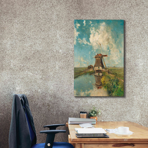 Image of 'A Windmill on a Polder Waterway  c. 1889' by Gabriel, Giclee Canvas Wall Art,26 x 40