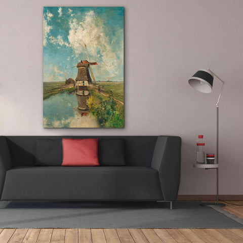 Image of 'A Windmill on a Polder Waterway  c. 1889' by Gabriel, Giclee Canvas Wall Art,40 x 60