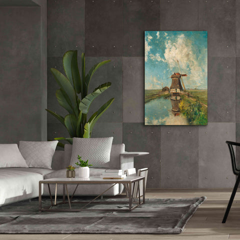 Image of 'A Windmill on a Polder Waterway  c. 1889' by Gabriel, Giclee Canvas Wall Art,40 x 60