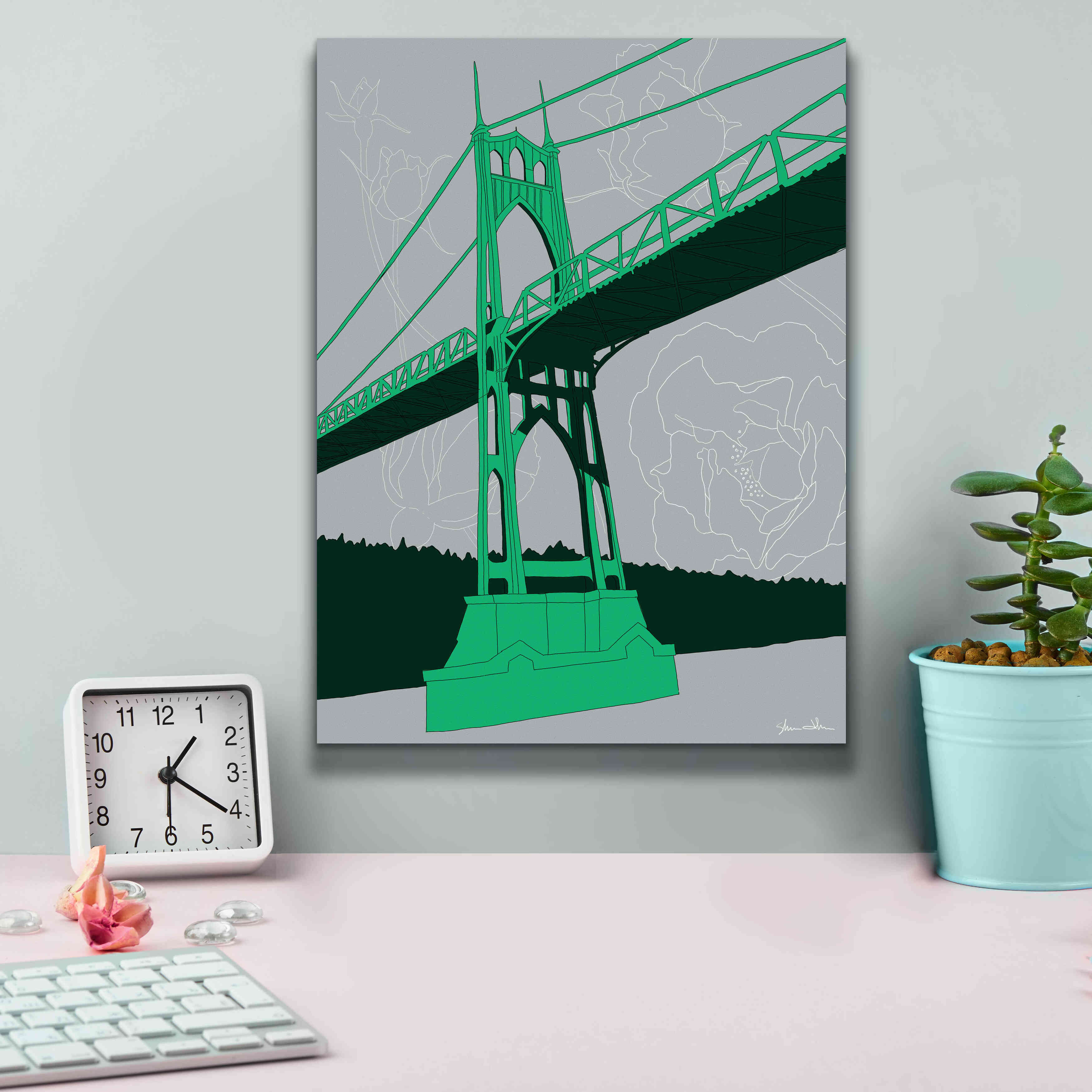 'St. Johns Bridge - Portland' by Shane Donahue, Giclee Canvas Wall Art,12 x 16