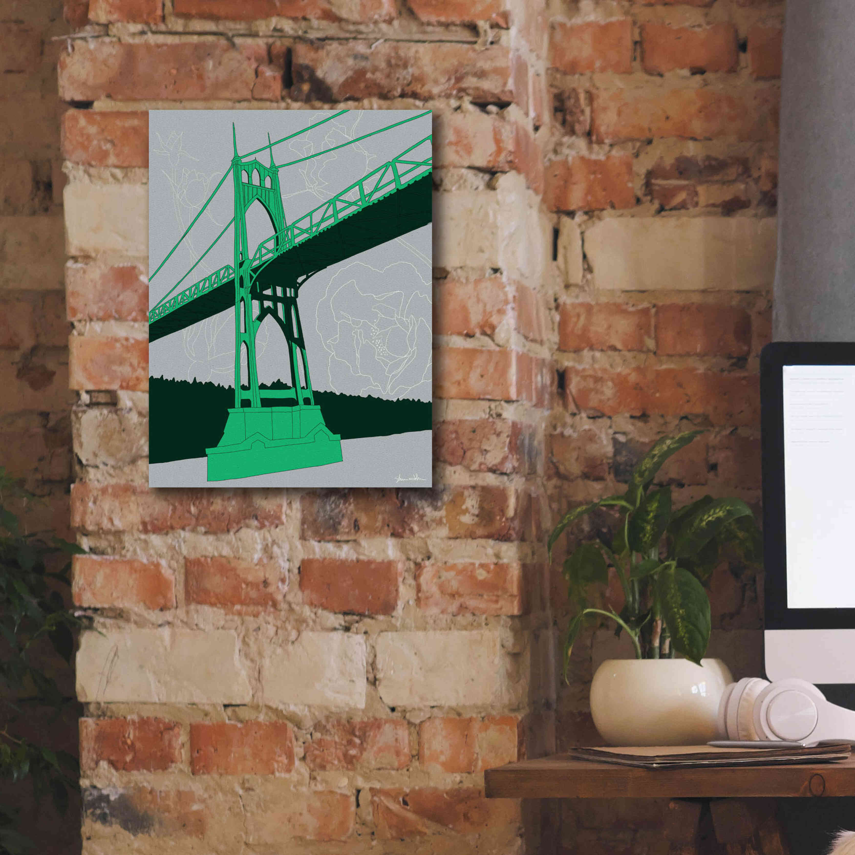 'St. Johns Bridge - Portland' by Shane Donahue, Giclee Canvas Wall Art,12 x 16