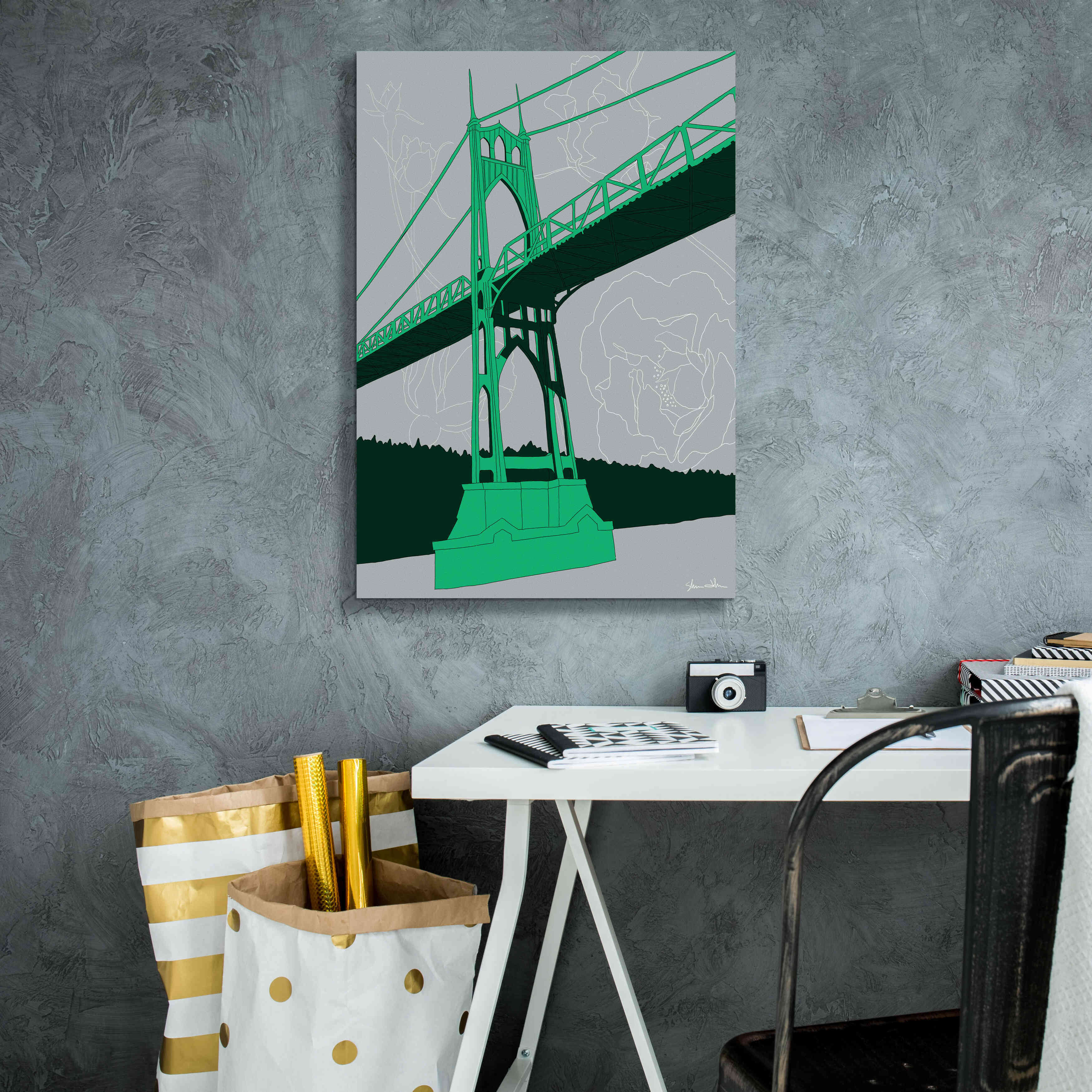 'St. Johns Bridge - Portland' by Shane Donahue, Giclee Canvas Wall Art,18 x 26