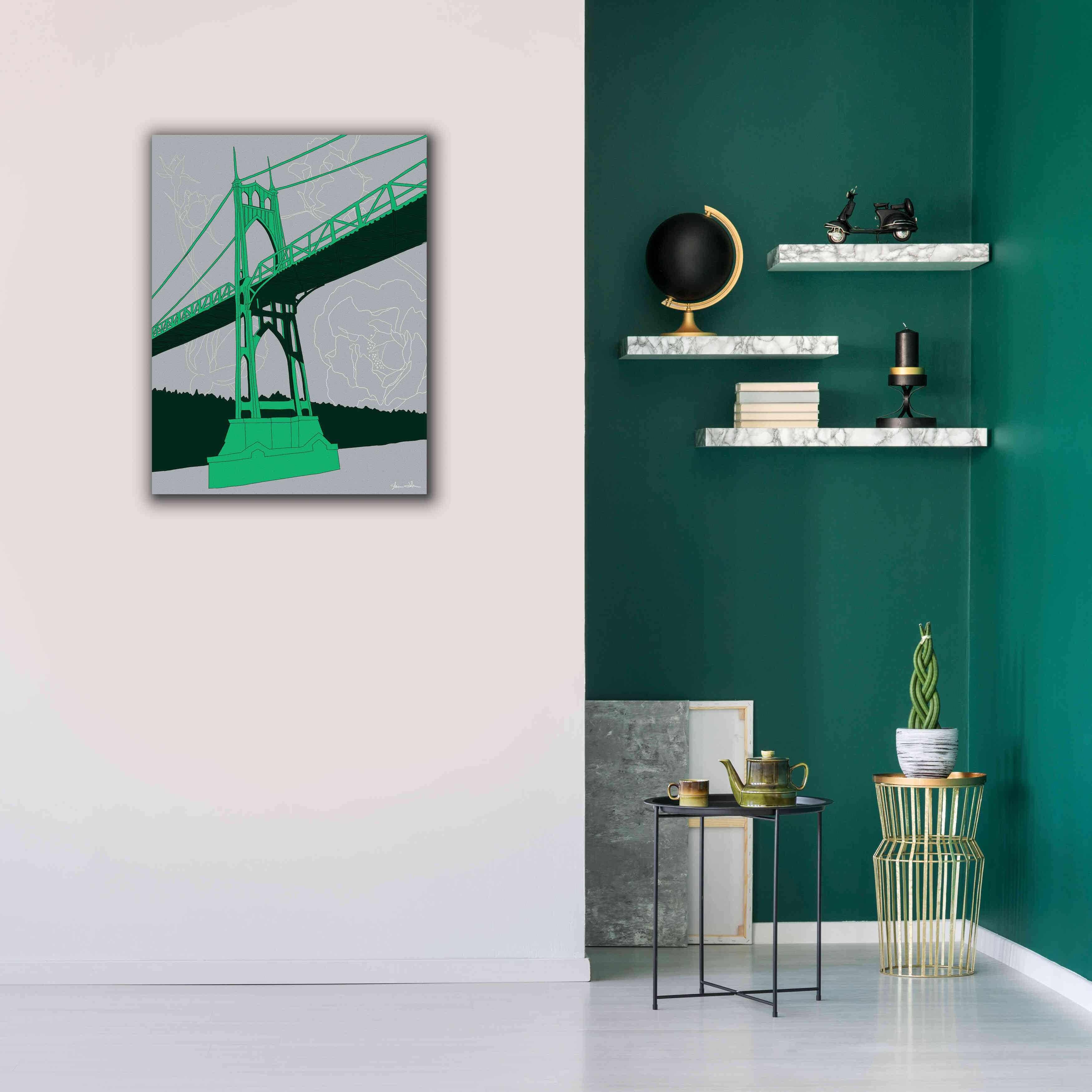 'St. Johns Bridge - Portland' by Shane Donahue, Giclee Canvas Wall Art,26 x 34