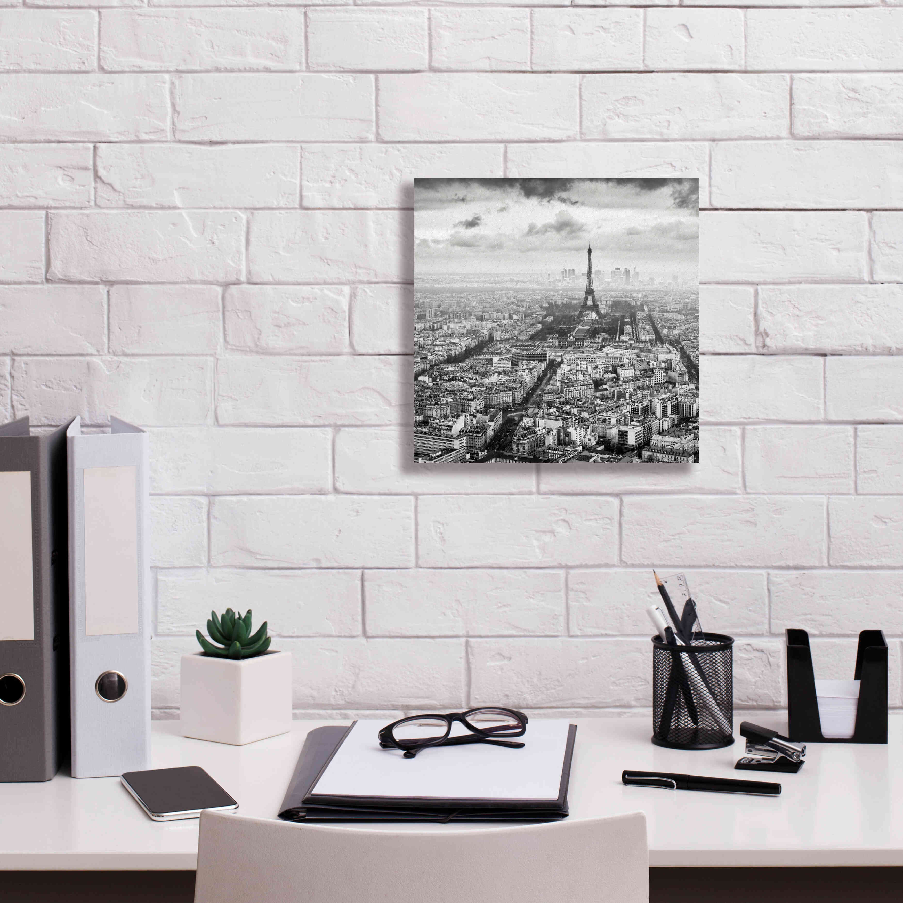 'La Tour Eiffel et La Defense' by Wilco Dragt, Giclee Canvas Wall Art,12 x 12