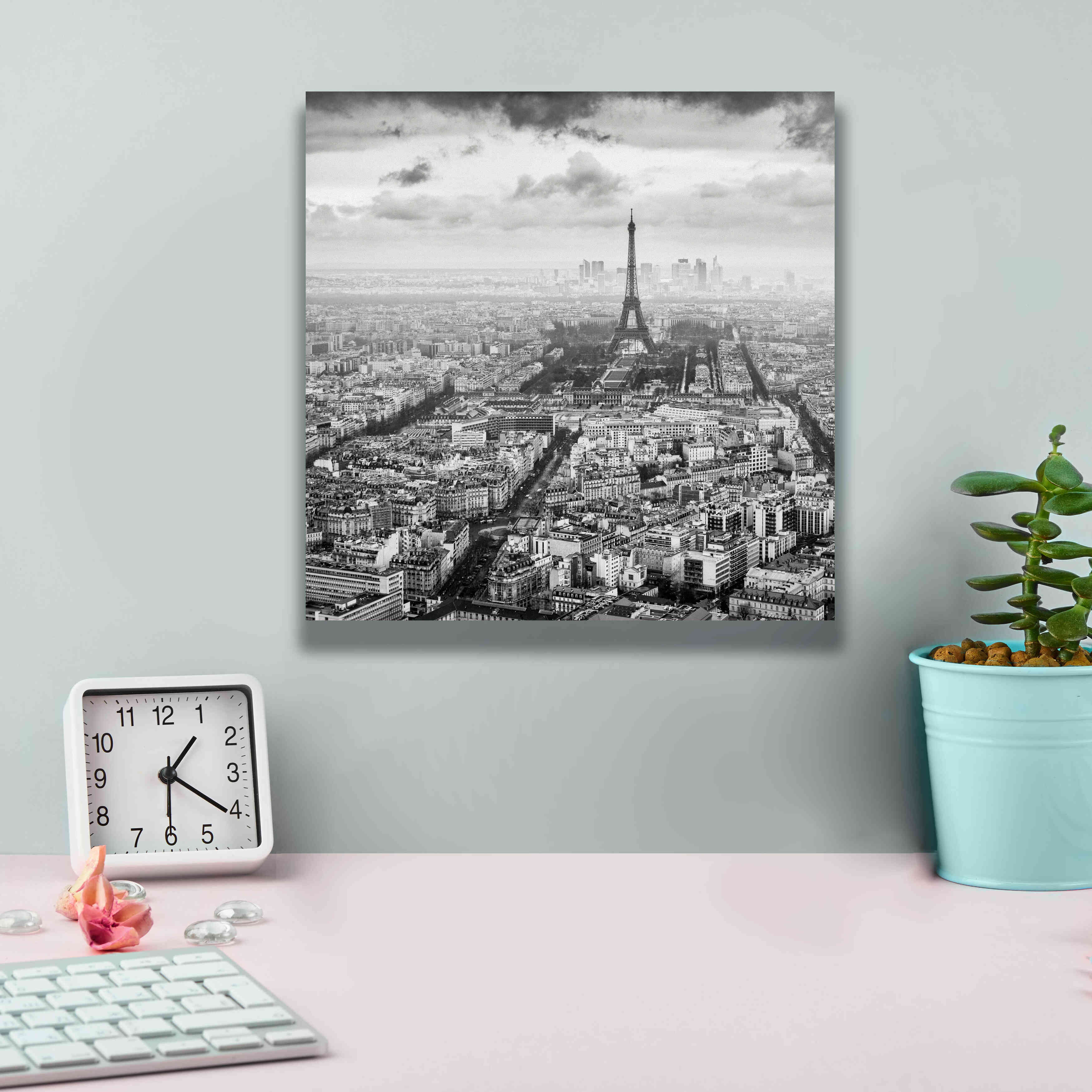 'La Tour Eiffel et La Defense' by Wilco Dragt, Giclee Canvas Wall Art,12 x 12
