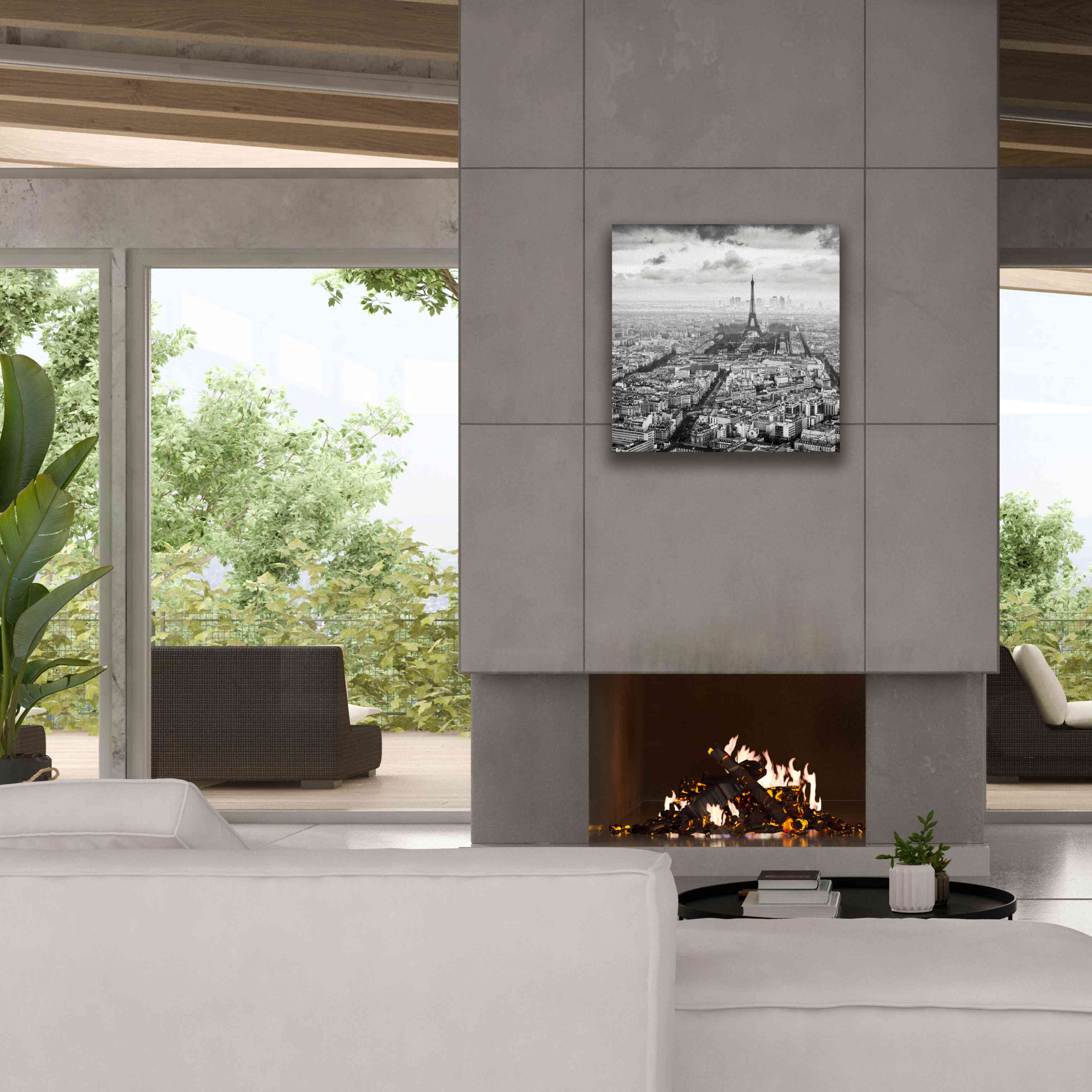 'La Tour Eiffel et La Defense' by Wilco Dragt, Giclee Canvas Wall Art,26 x 26