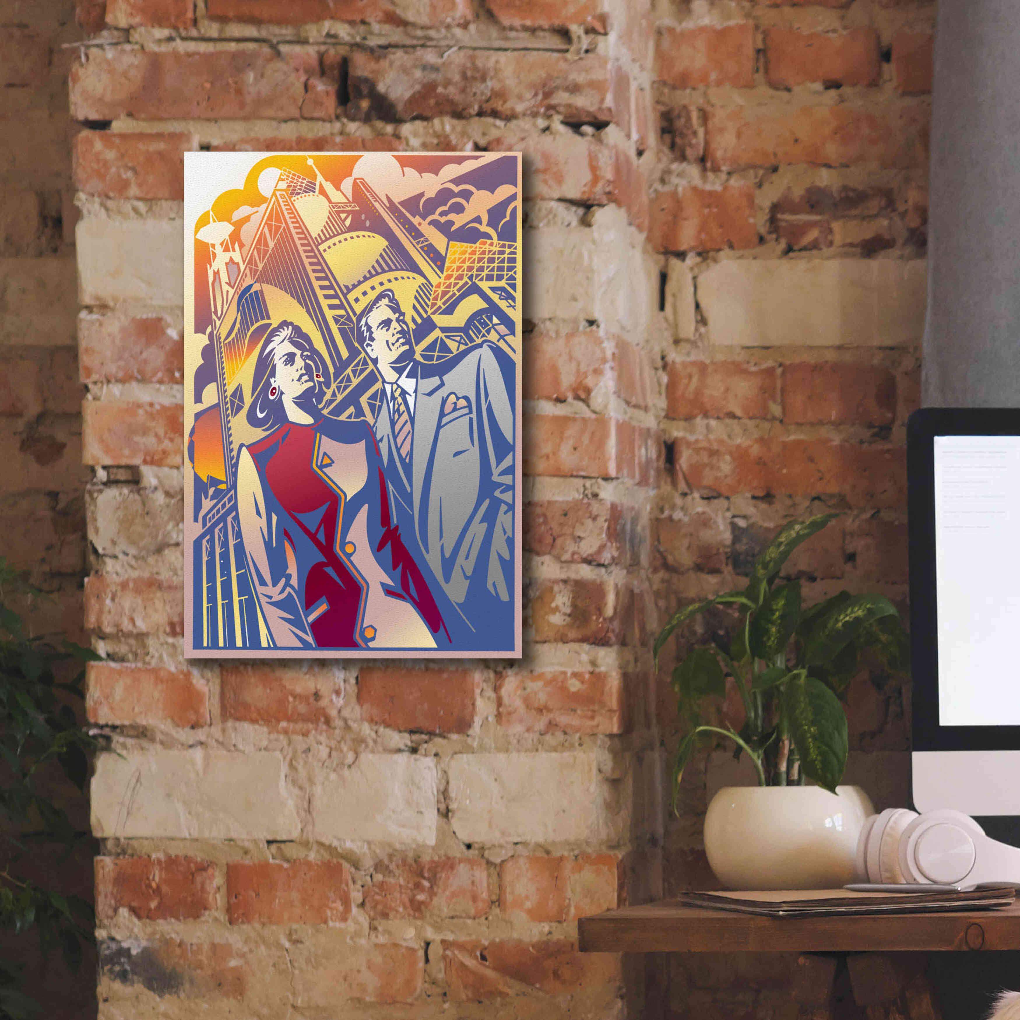 'Architectural Business Couple' by David Chestnutt, Giclee Canvas Wall Art,12 x 18