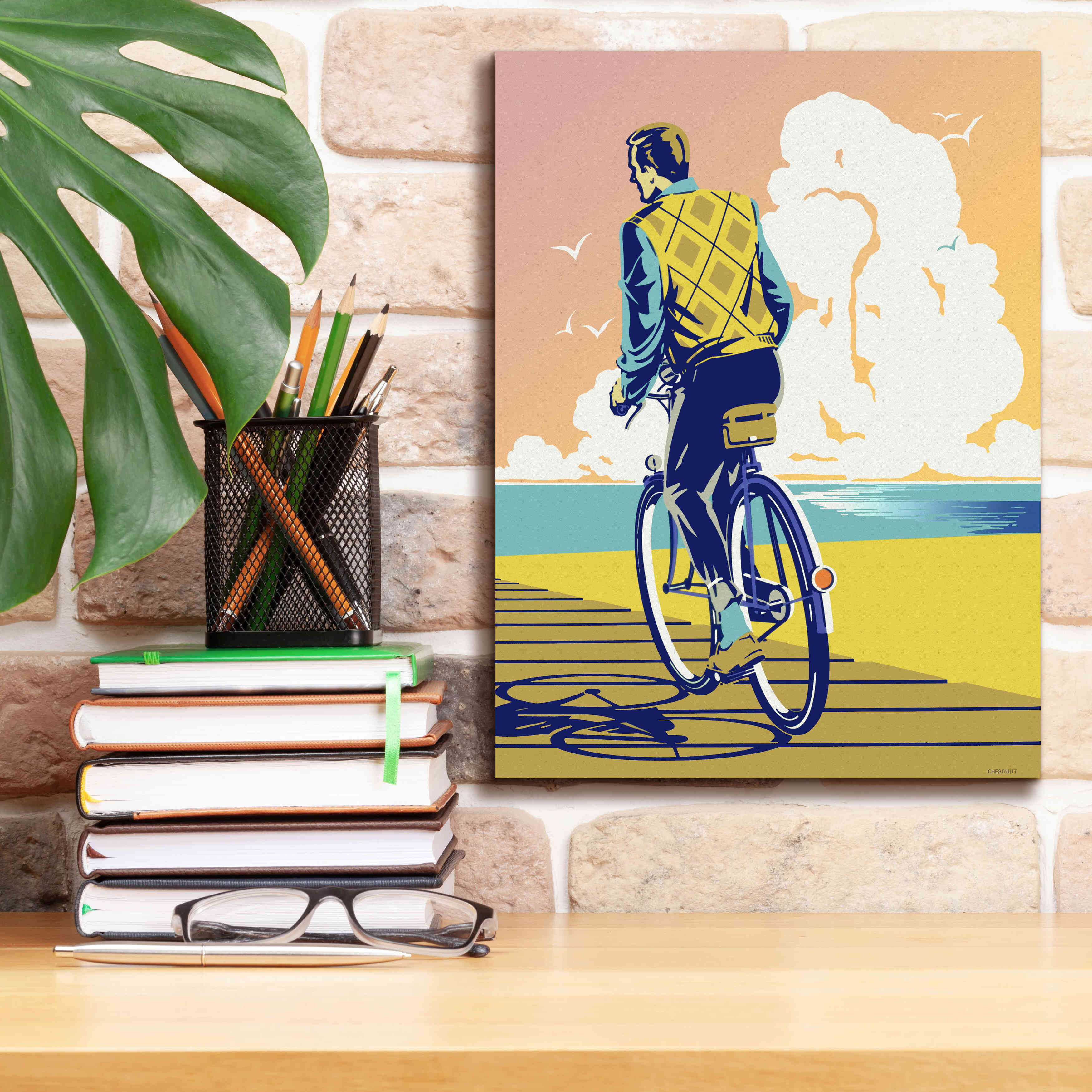 'Beach Bike' by David Chestnutt, Giclee Canvas Wall Art,12 x 16