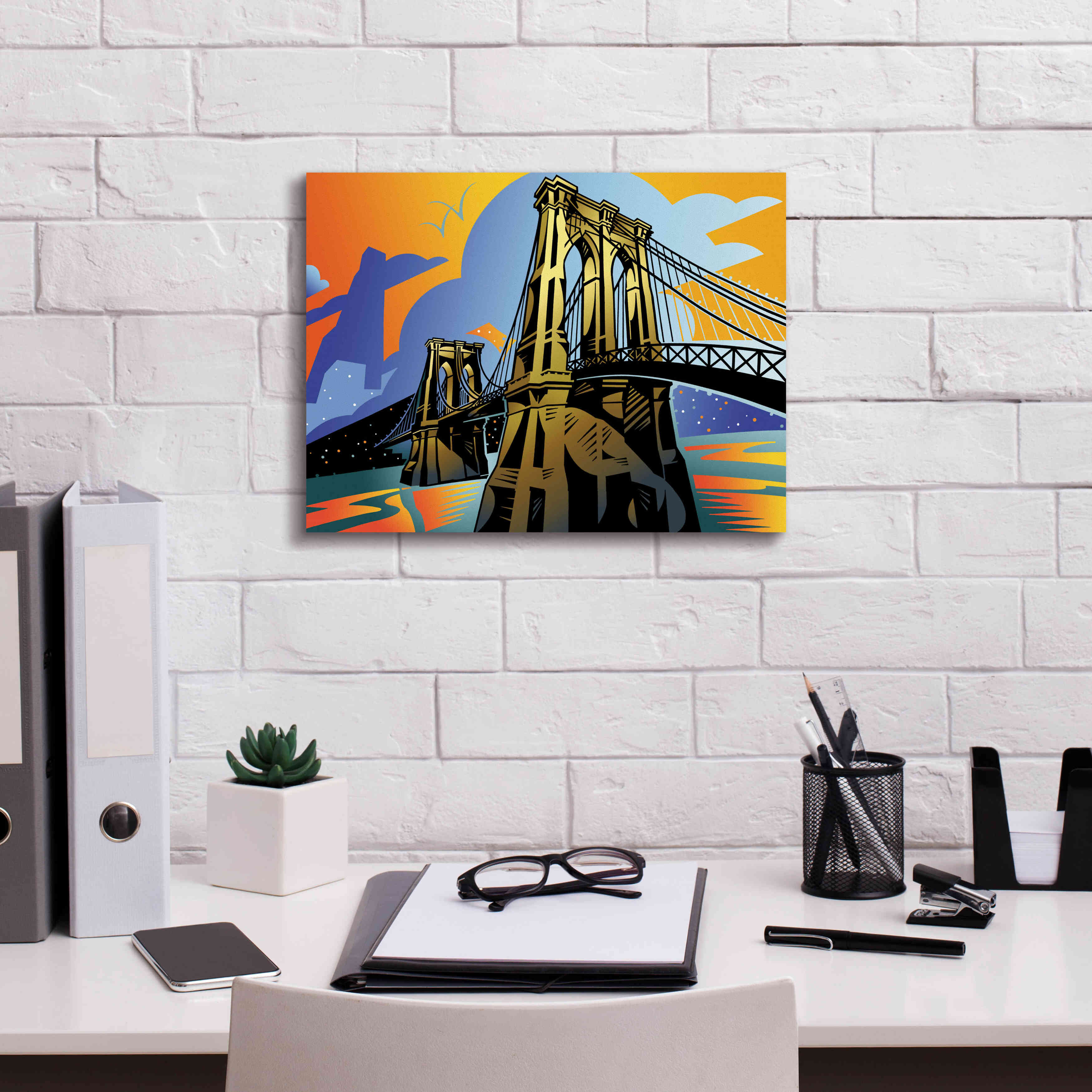 'Brooklyn Bridge' by David Chestnutt, Giclee Canvas Wall Art,16 x 12