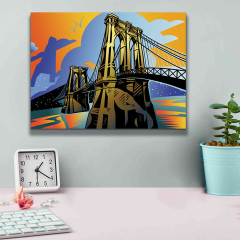Image of 'Brooklyn Bridge' by David Chestnutt, Giclee Canvas Wall Art,16 x 12