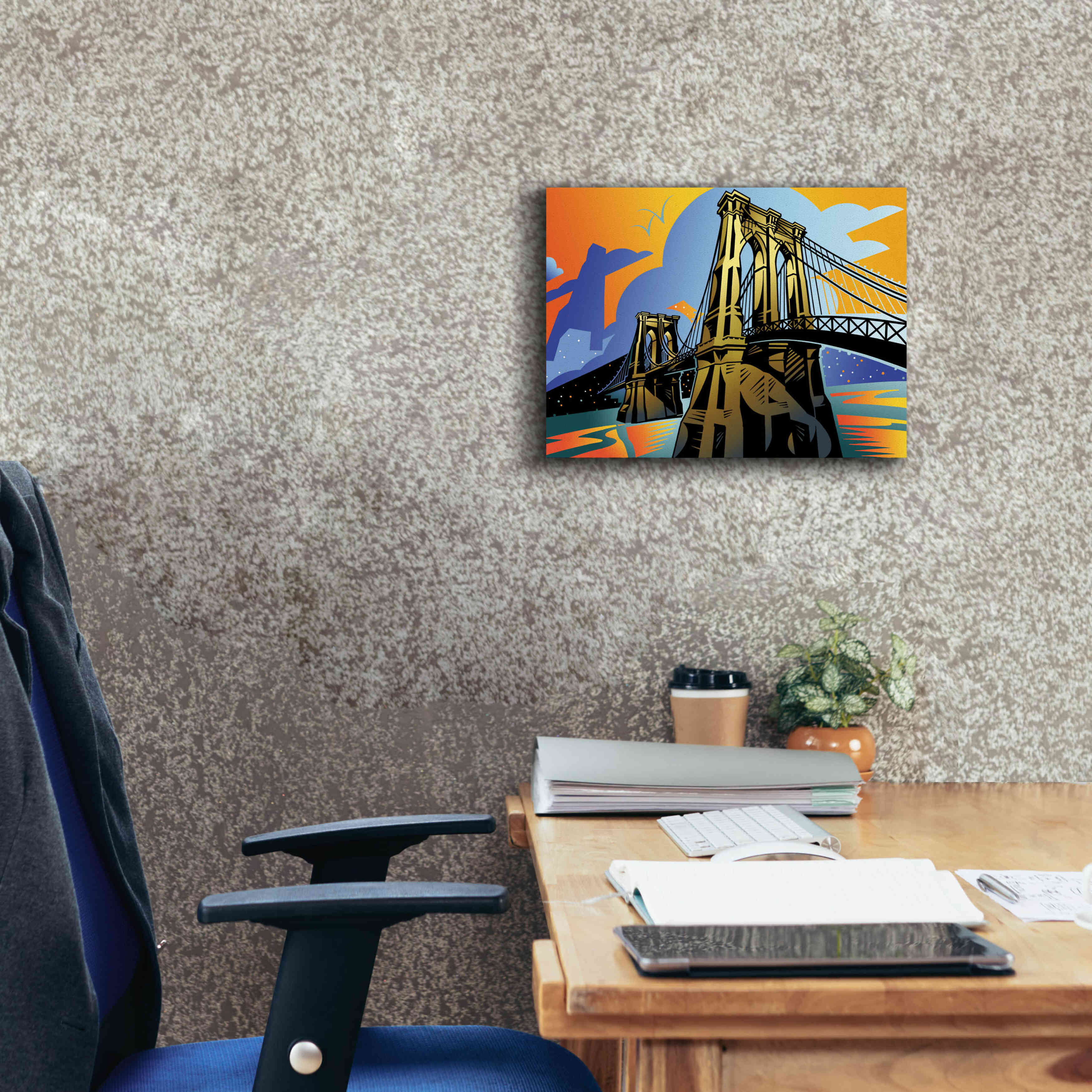 'Brooklyn Bridge' by David Chestnutt, Giclee Canvas Wall Art,16 x 12