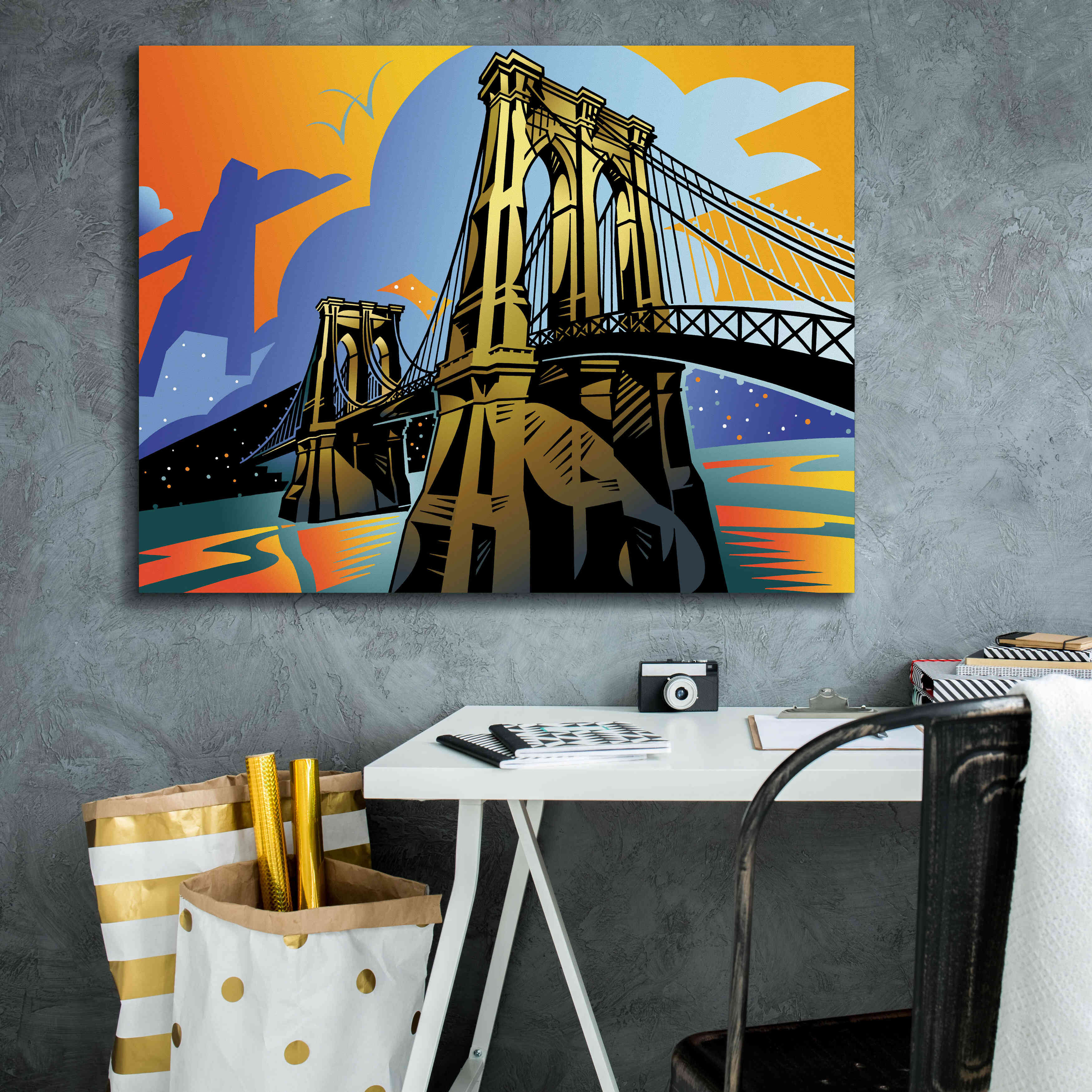 'Brooklyn Bridge' by David Chestnutt, Giclee Canvas Wall Art,34 x 26