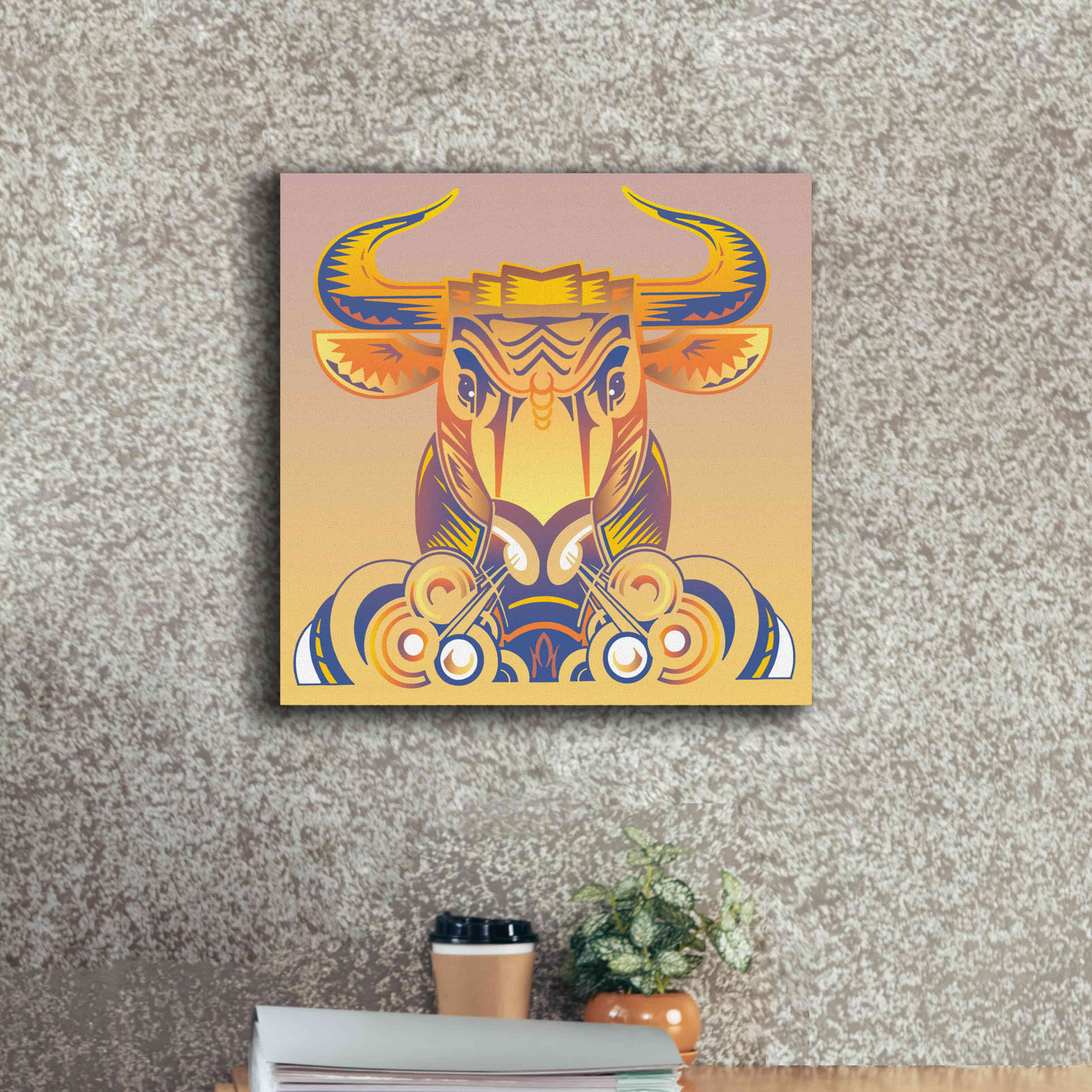 'Bull' by David Chestnutt, Giclee Canvas Wall Art,18 x 18