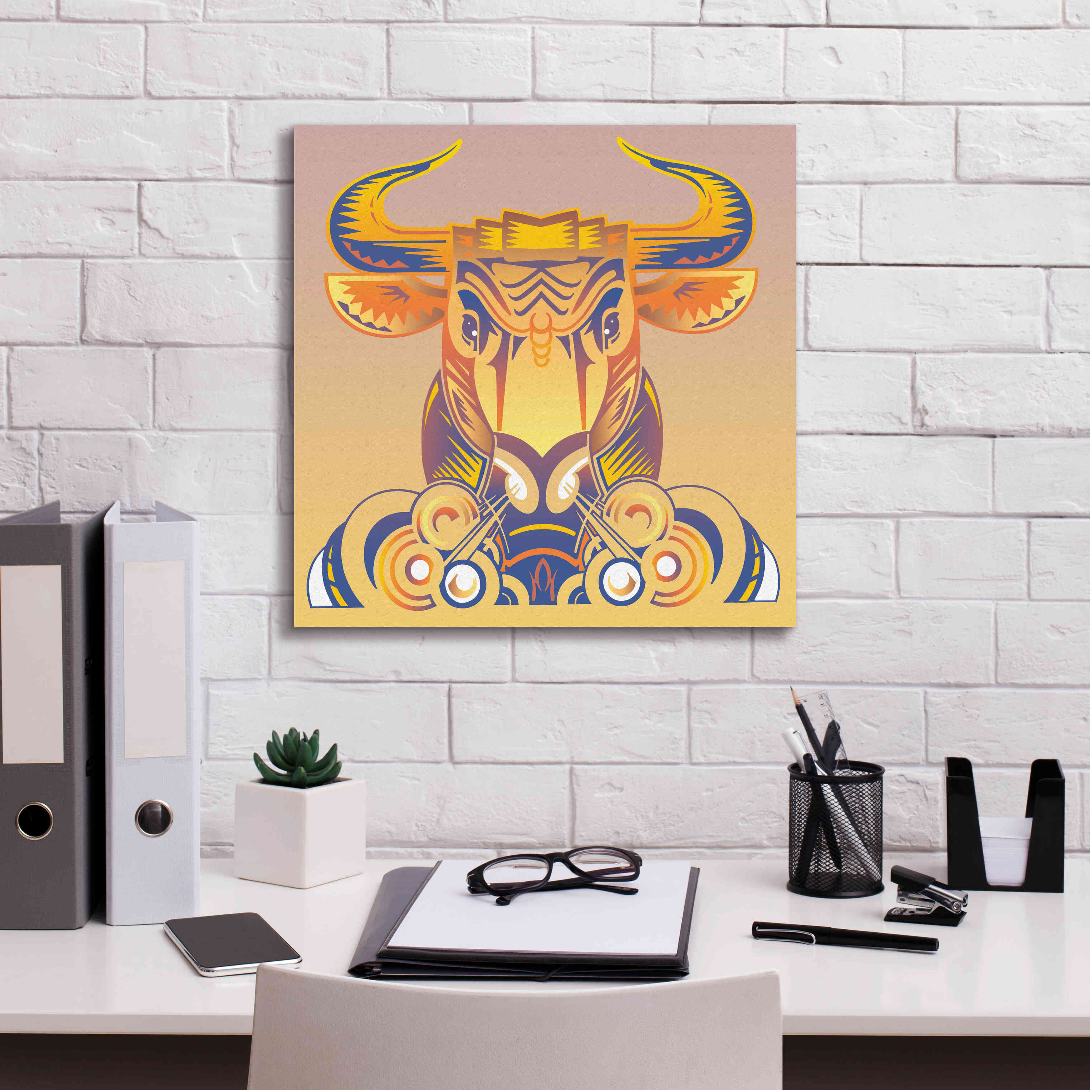 'Bull' by David Chestnutt, Giclee Canvas Wall Art,18 x 18