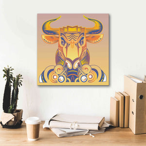 'Bull' by David Chestnutt, Giclee Canvas Wall Art,18 x 18