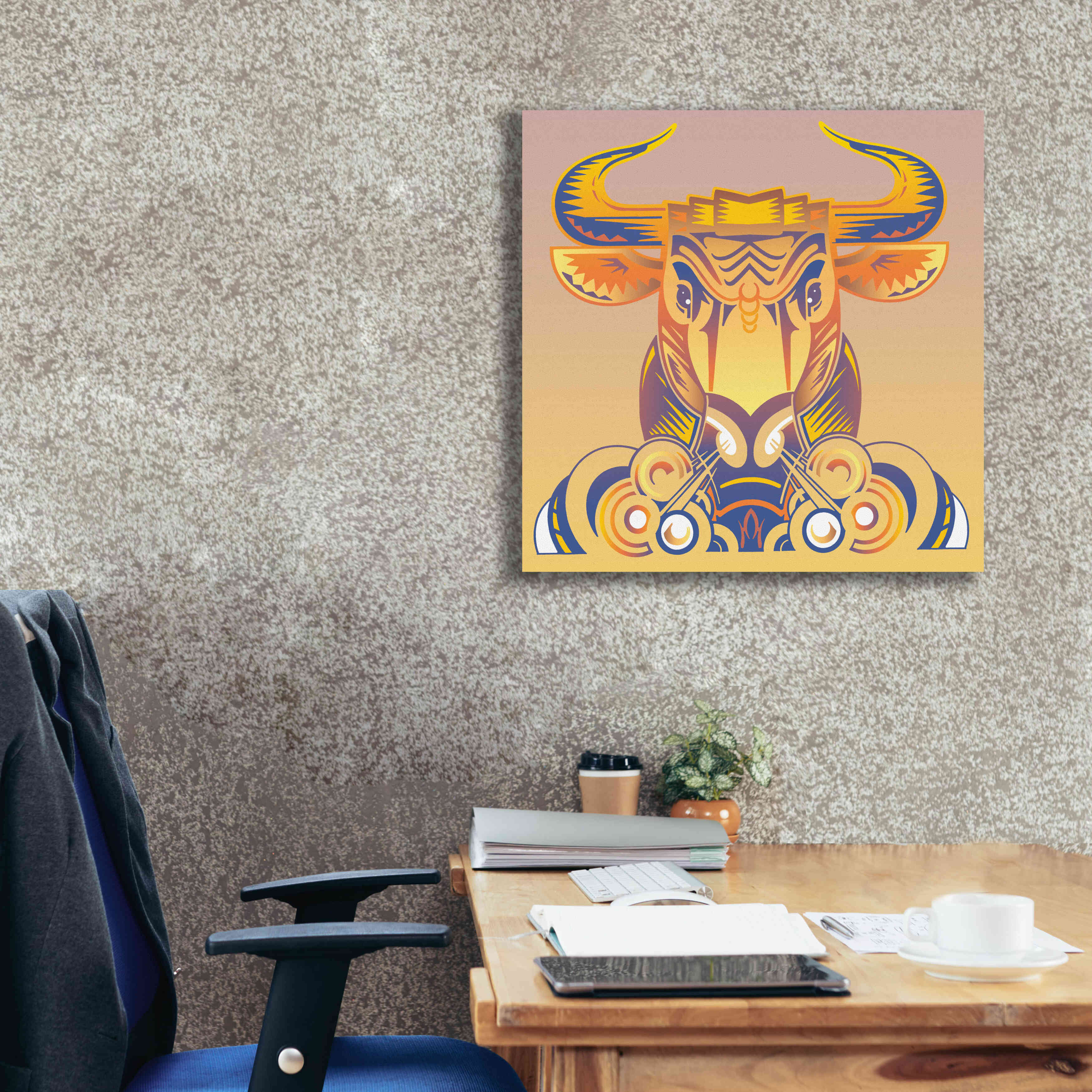 'Bull' by David Chestnutt, Giclee Canvas Wall Art,26 x 26