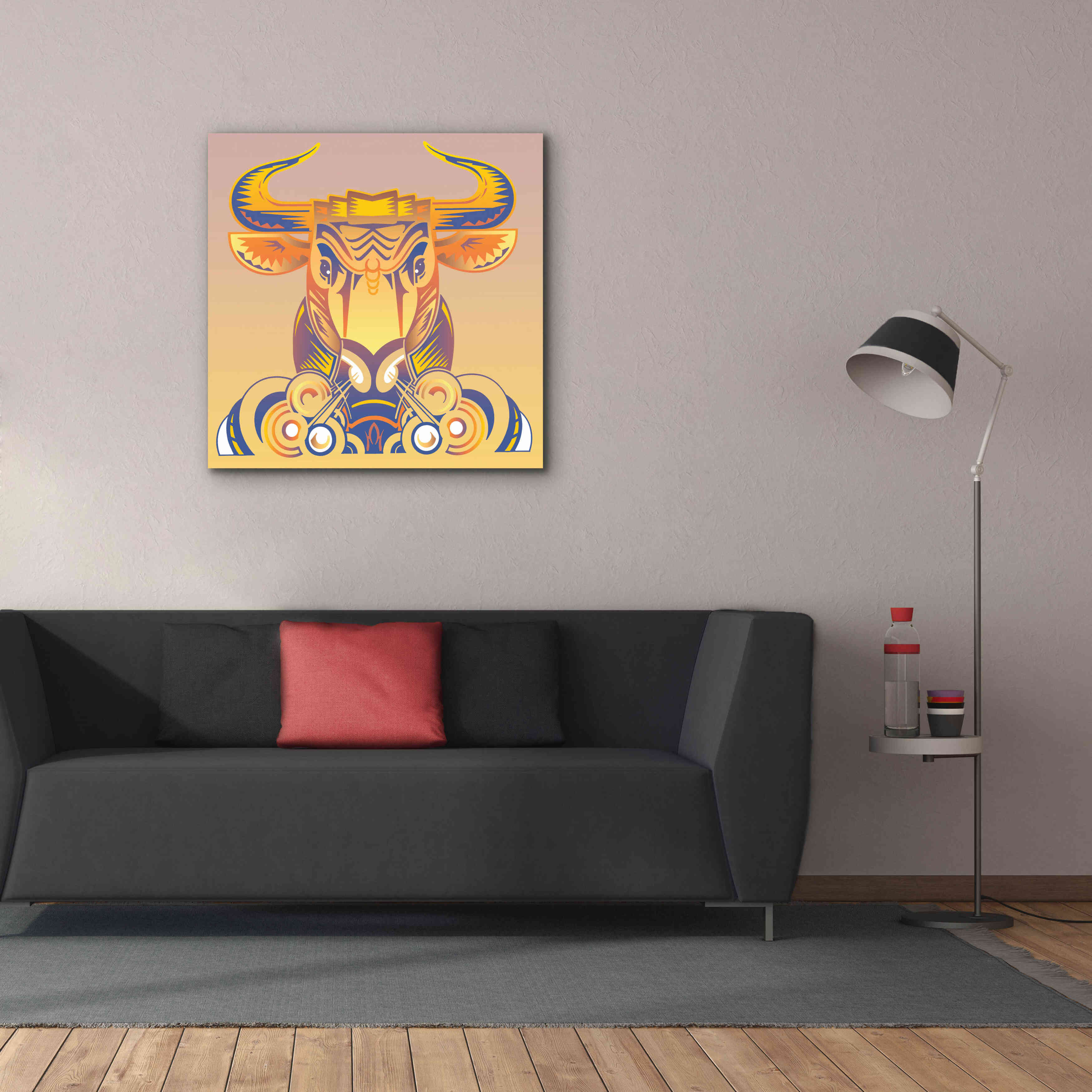 'Bull' by David Chestnutt, Giclee Canvas Wall Art,37 x 37