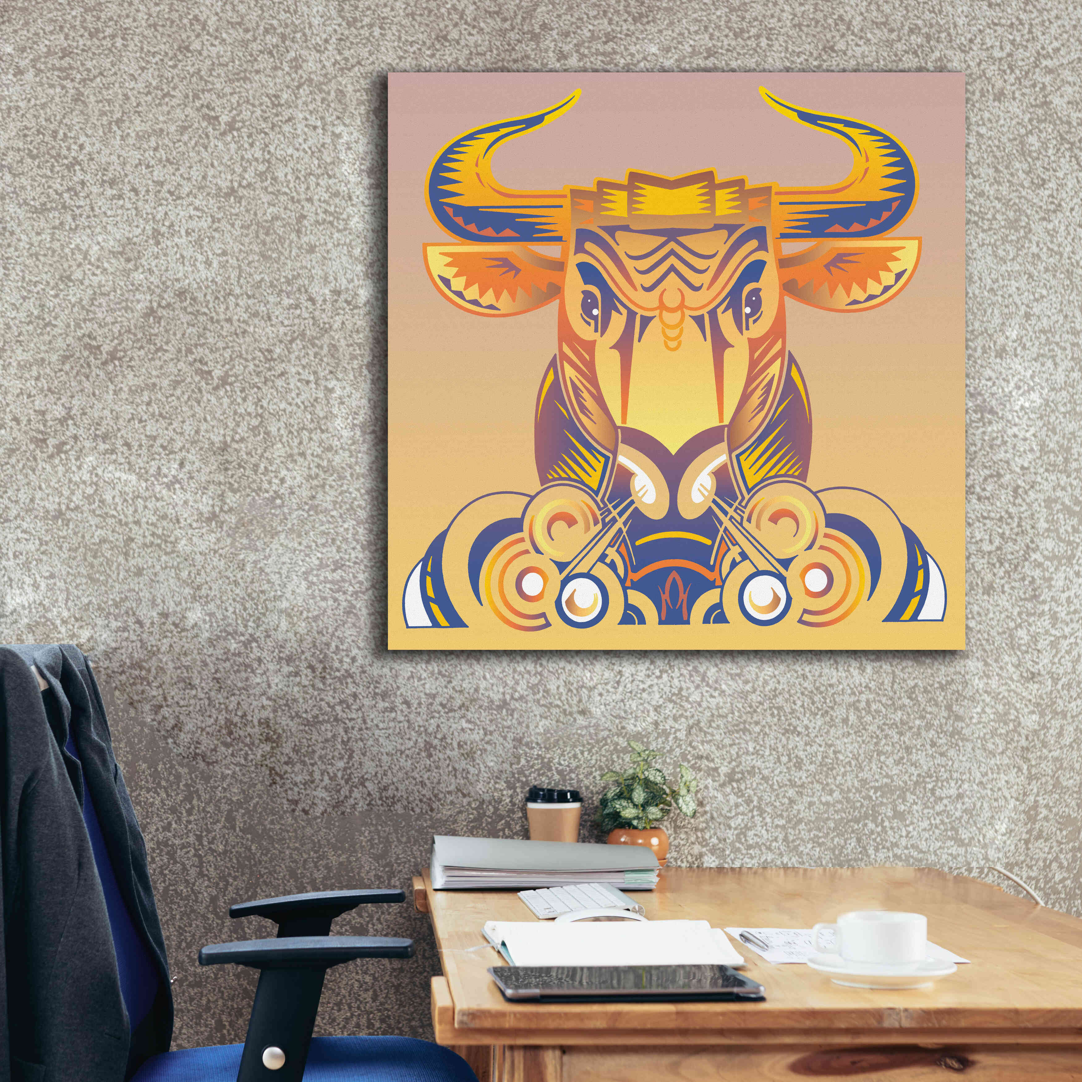 'Bull' by David Chestnutt, Giclee Canvas Wall Art,37 x 37