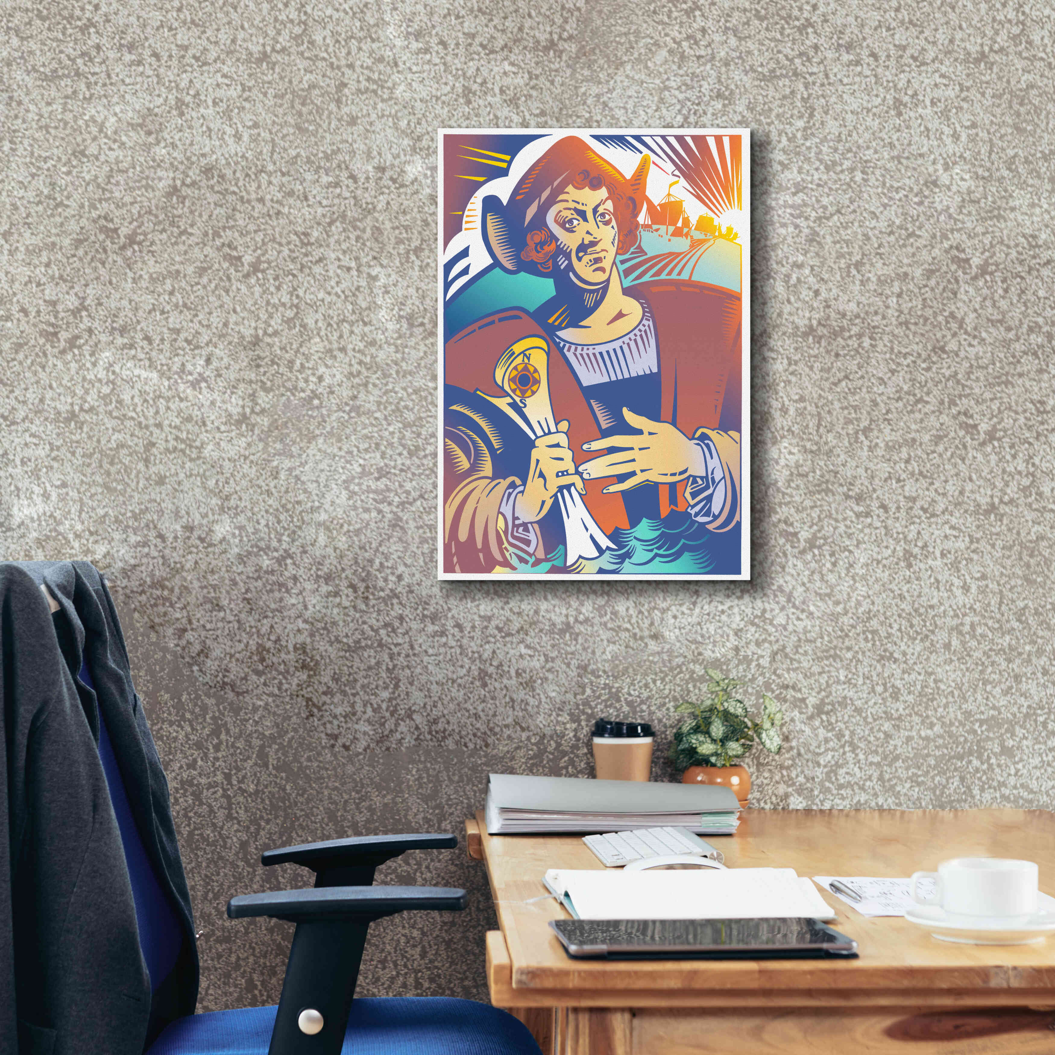 'Christopher Columbus' by David Chestnutt, Giclee Canvas Wall Art,18 x 26