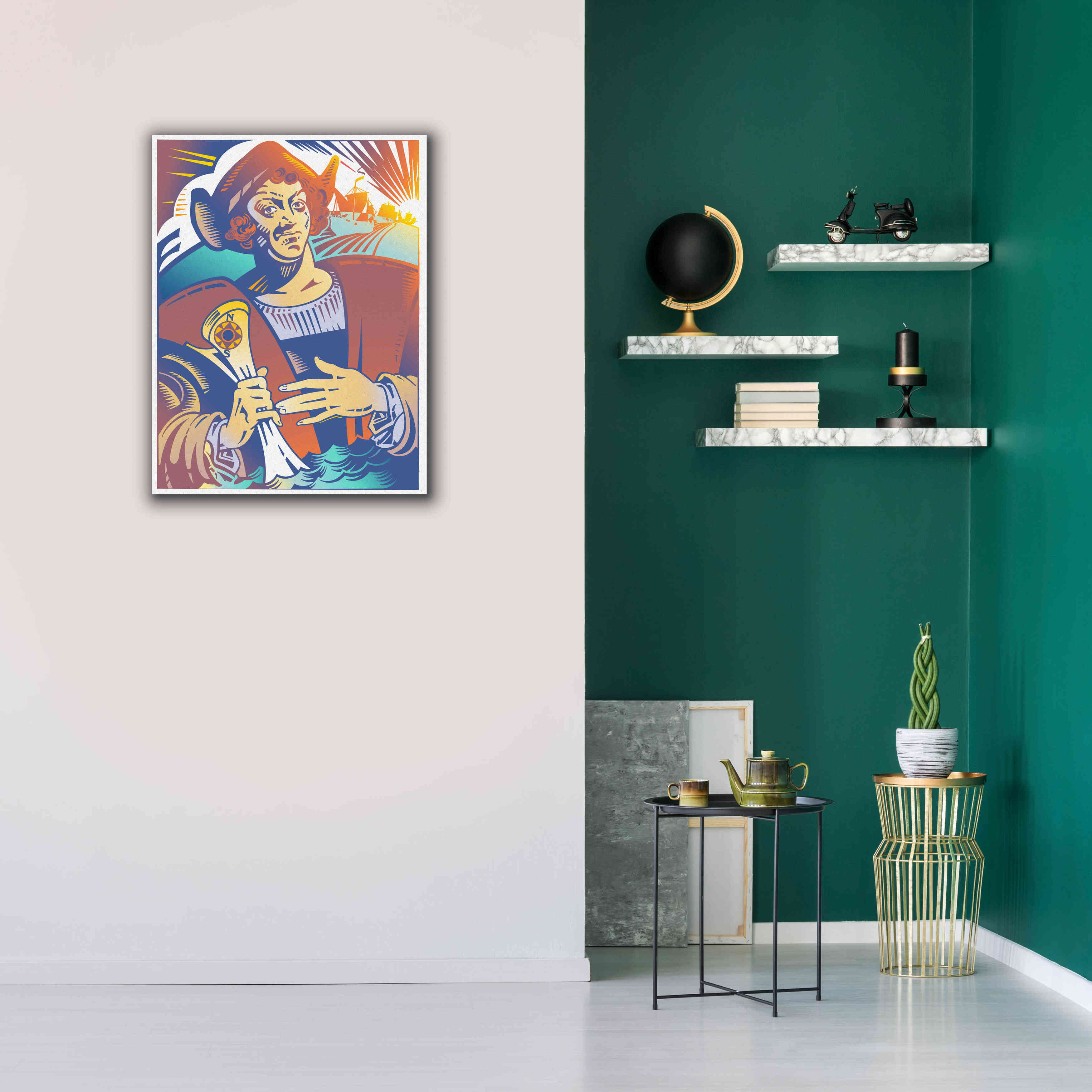 'Christopher Columbus' by David Chestnutt, Giclee Canvas Wall Art,26 x 34