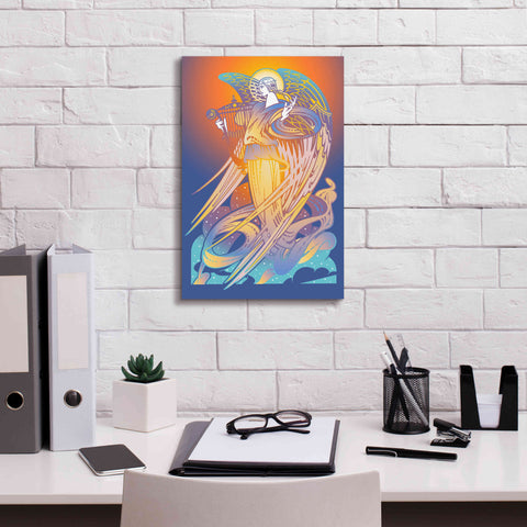 Image of 'New Angel With Harp' by David Chestnutt, Giclee Canvas Wall Art,12 x 18