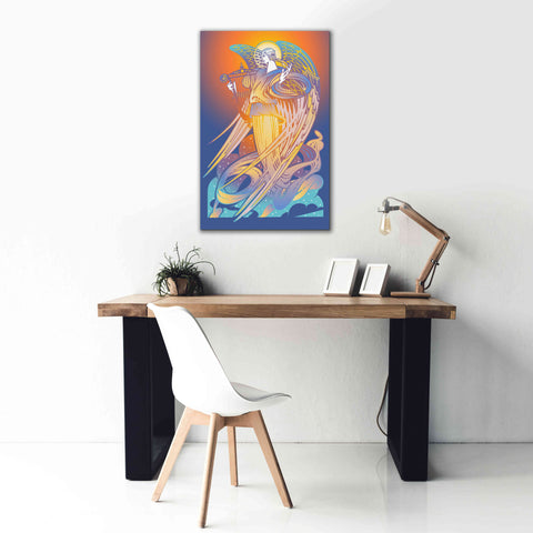 Image of 'New Angel With Harp' by David Chestnutt, Giclee Canvas Wall Art,26 x 40