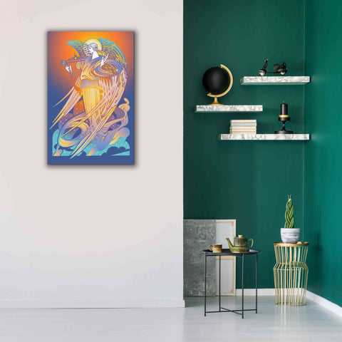 Image of 'New Angel With Harp' by David Chestnutt, Giclee Canvas Wall Art,26 x 40