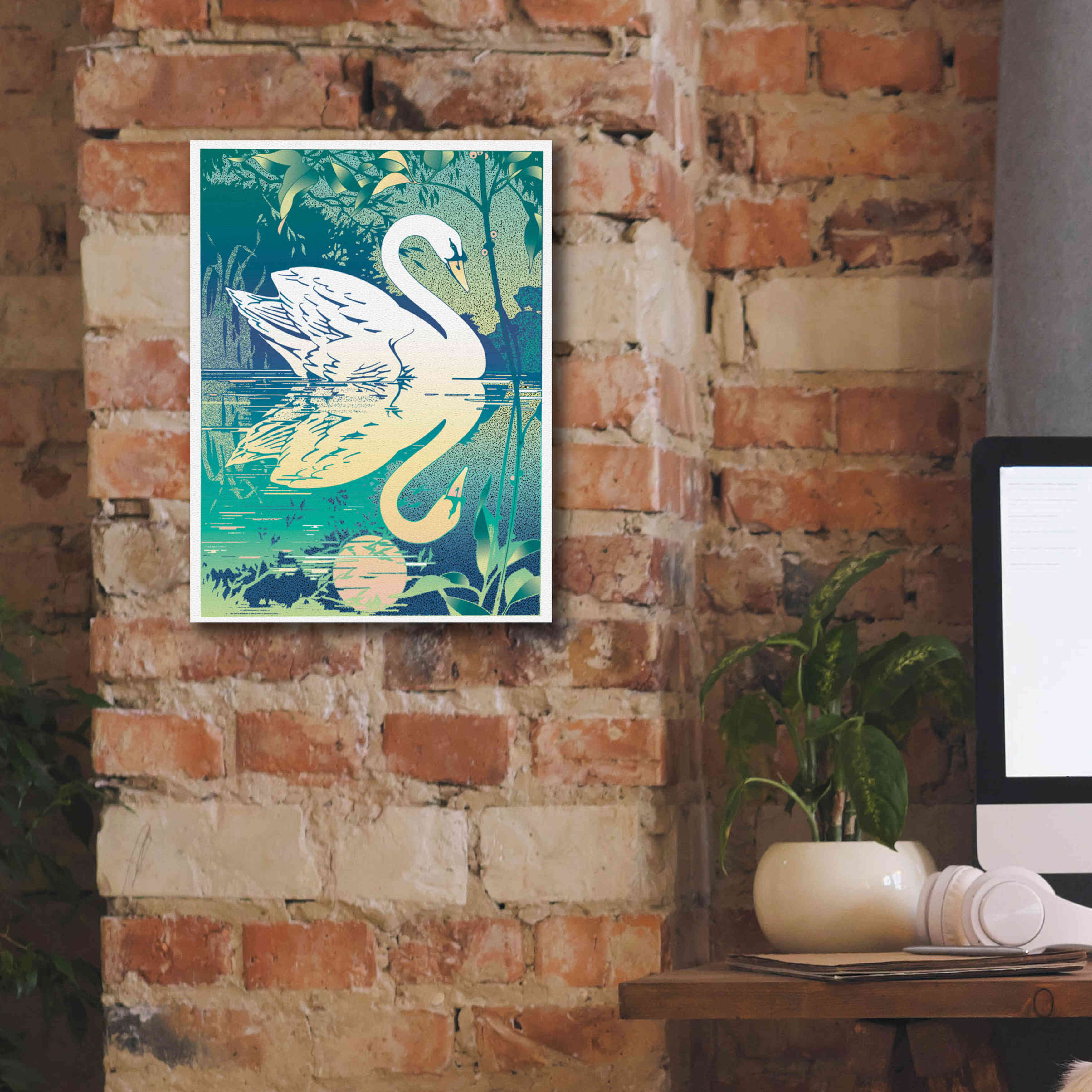 'Swan' by David Chestnutt, Giclee Canvas Wall Art,12 x 16