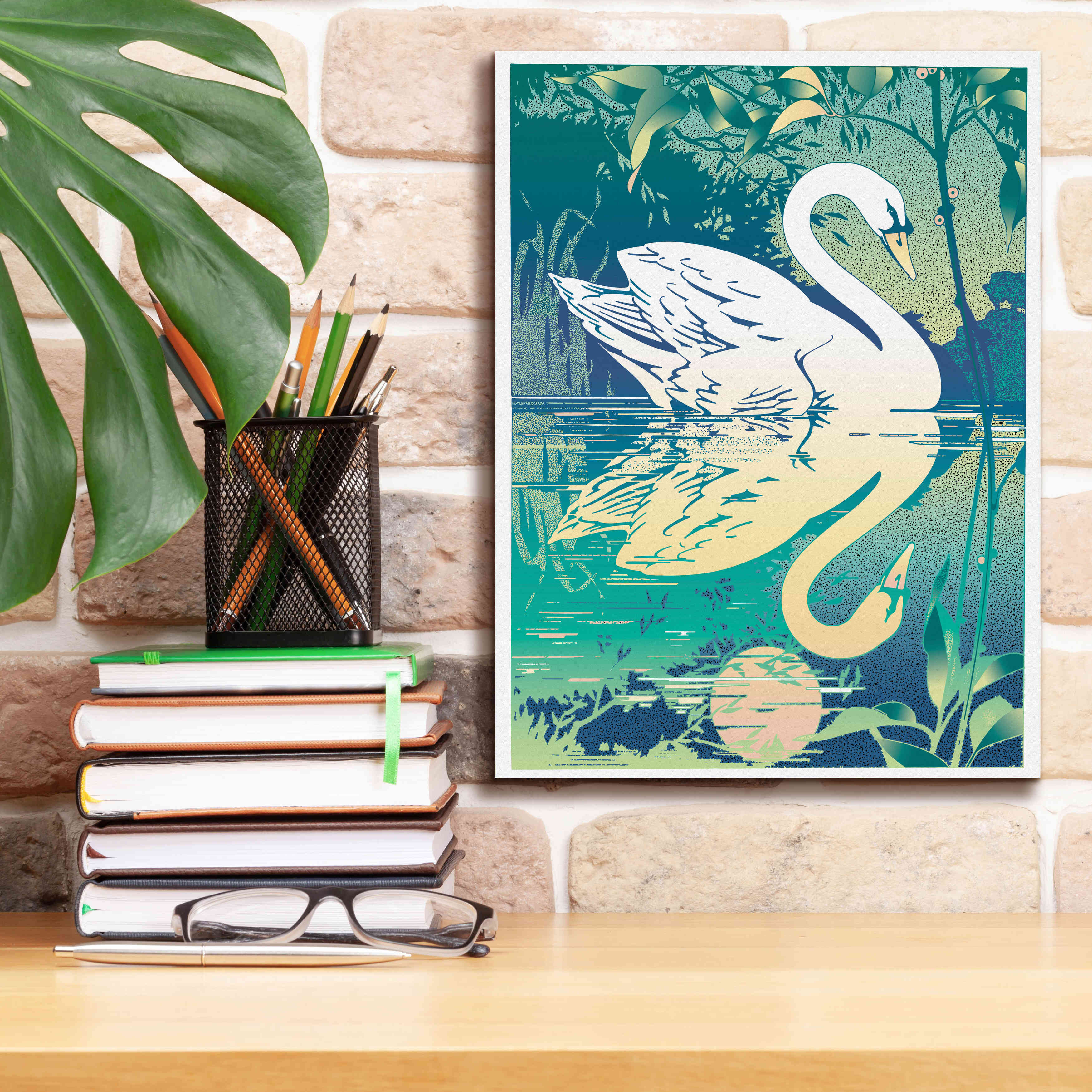 'Swan' by David Chestnutt, Giclee Canvas Wall Art,12 x 16