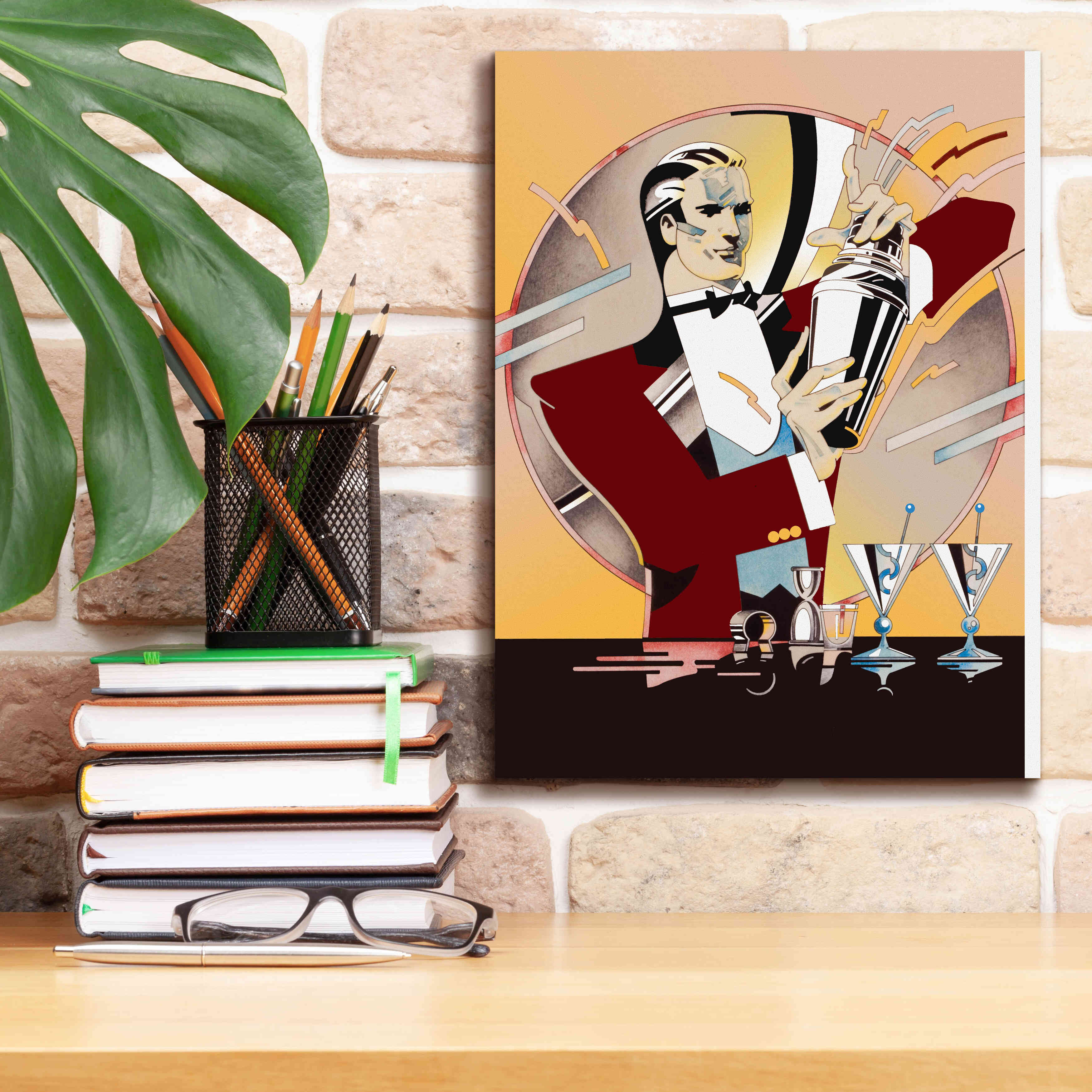 'Tending Bar' by David Chestnutt, Giclee Canvas Wall Art,12 x 16