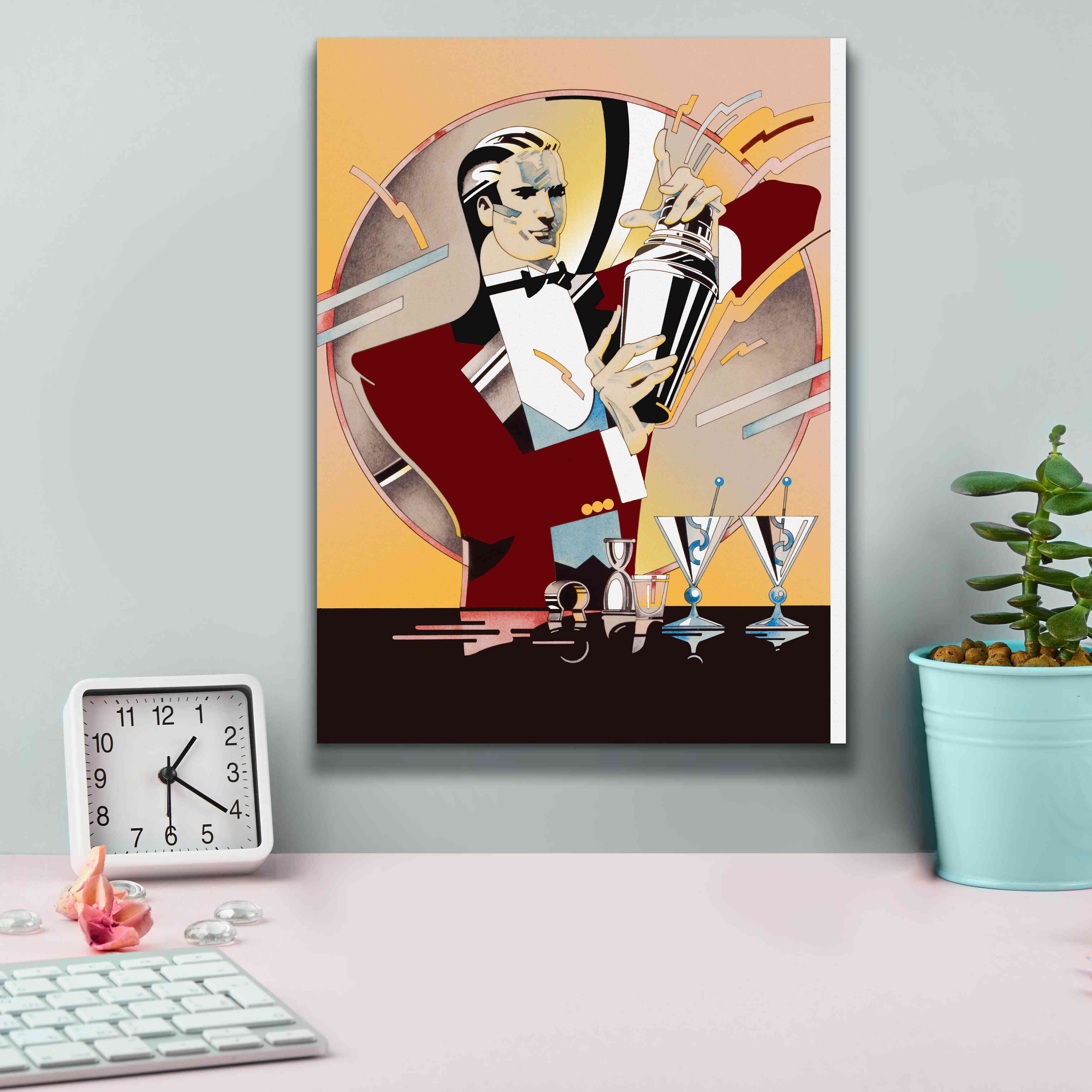 'Tending Bar' by David Chestnutt, Giclee Canvas Wall Art,12 x 16