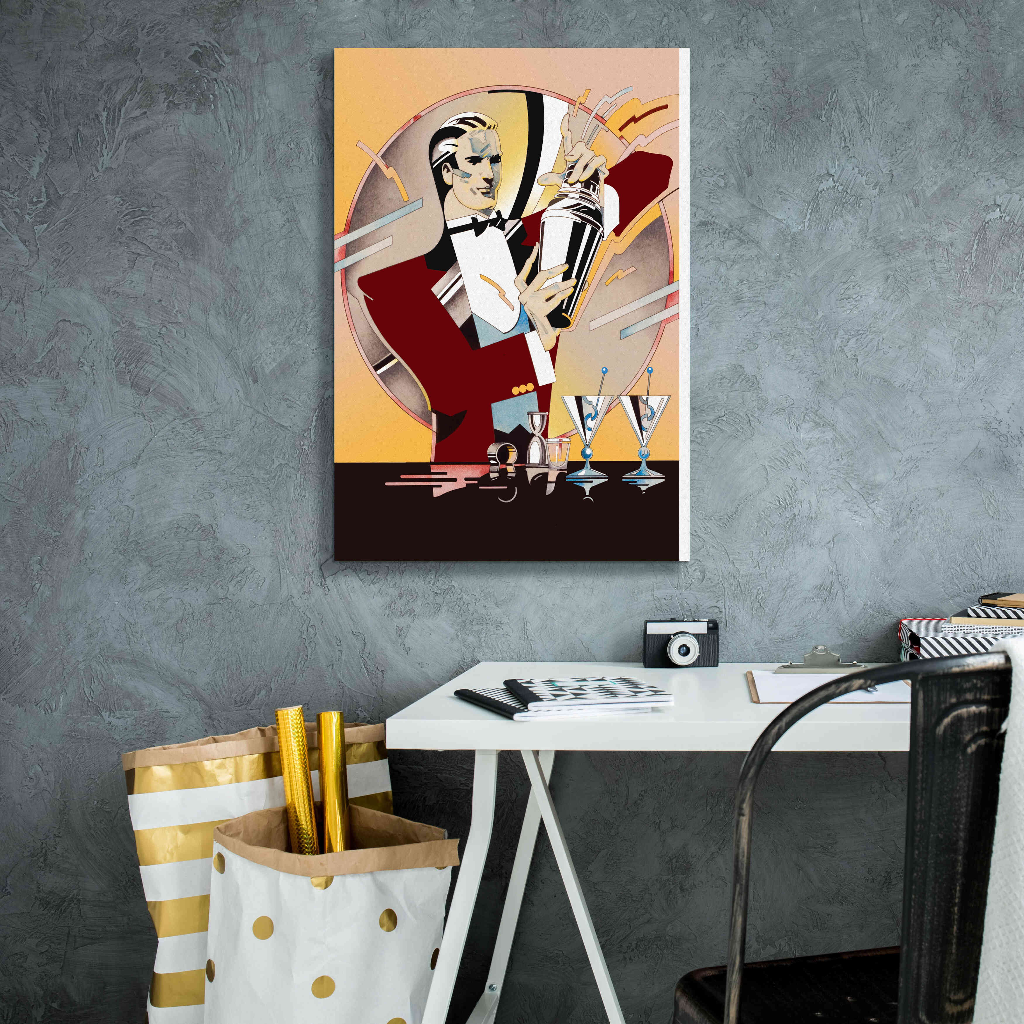 'Tending Bar' by David Chestnutt, Giclee Canvas Wall Art,18 x 26