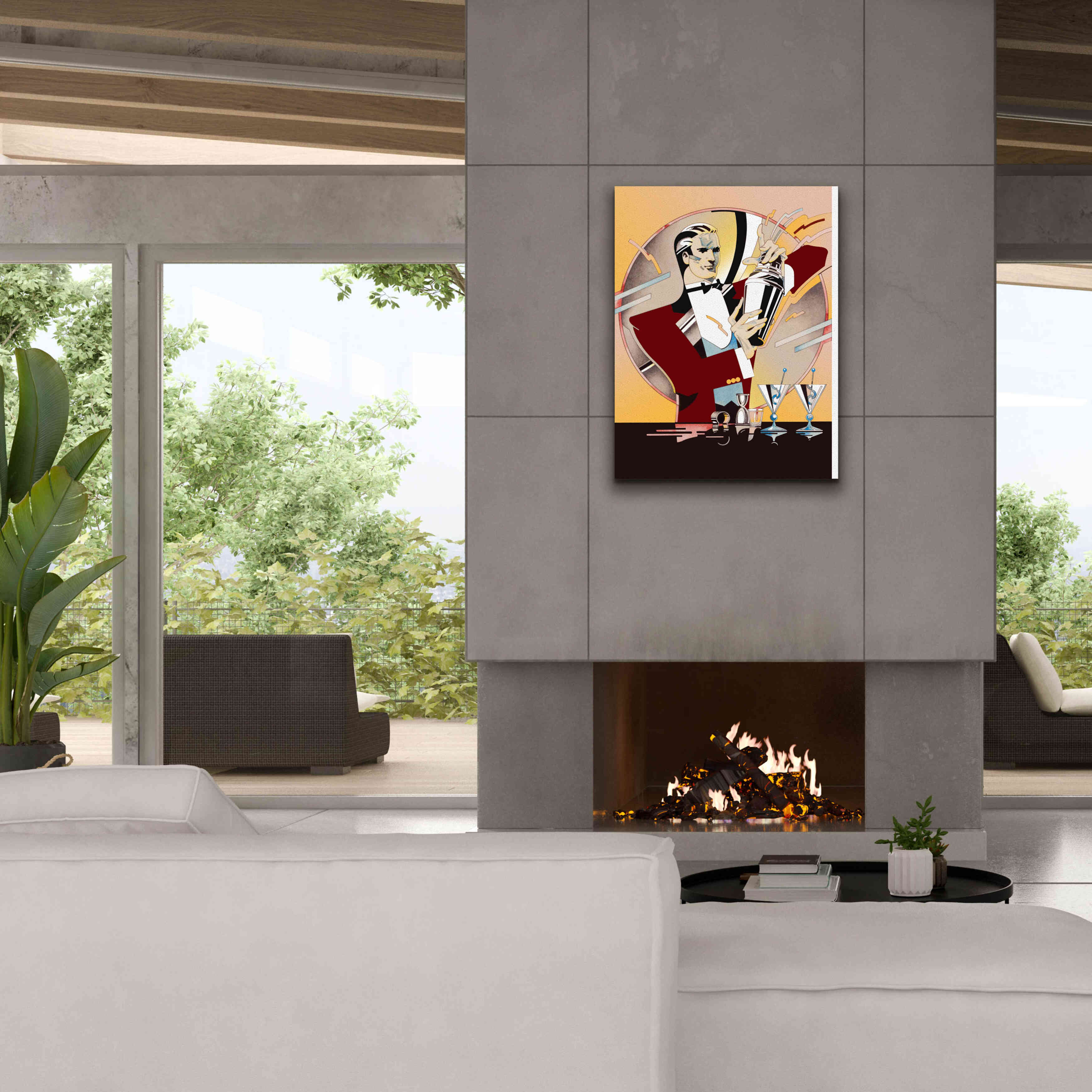 'Tending Bar' by David Chestnutt, Giclee Canvas Wall Art,26 x 34