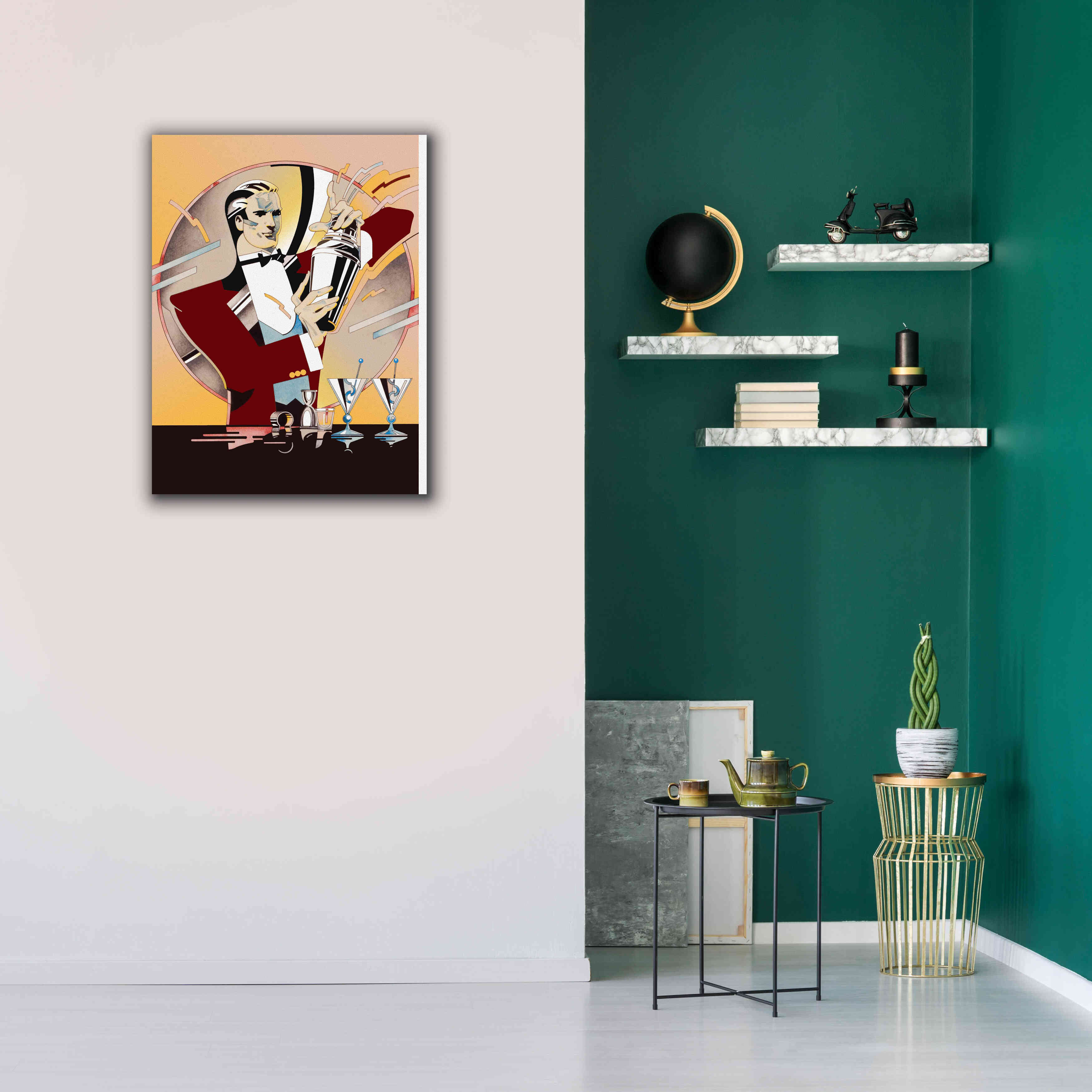 'Tending Bar' by David Chestnutt, Giclee Canvas Wall Art,26 x 34