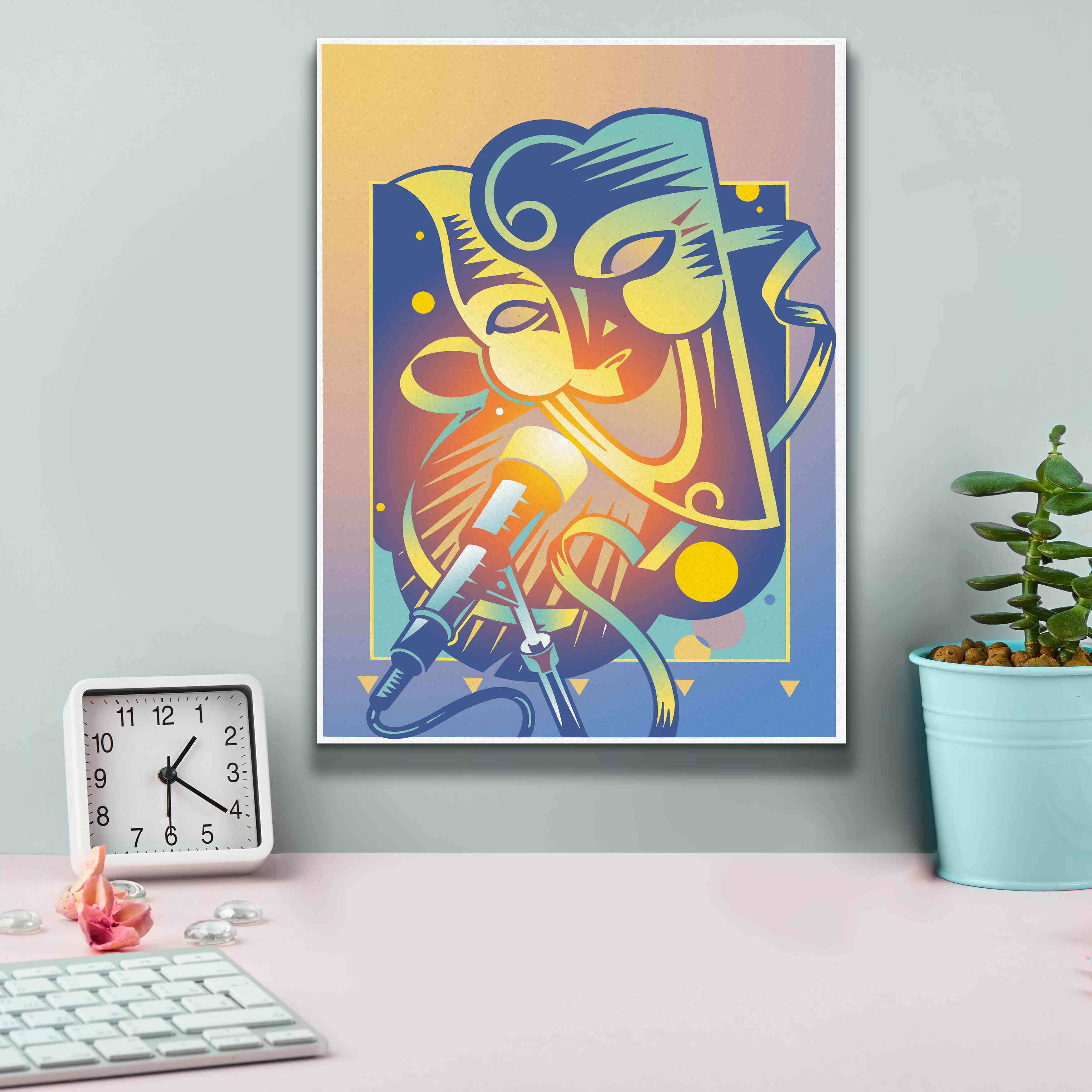 'The Happy Microphone' by David Chestnutt, Giclee Canvas Wall Art,12 x 16